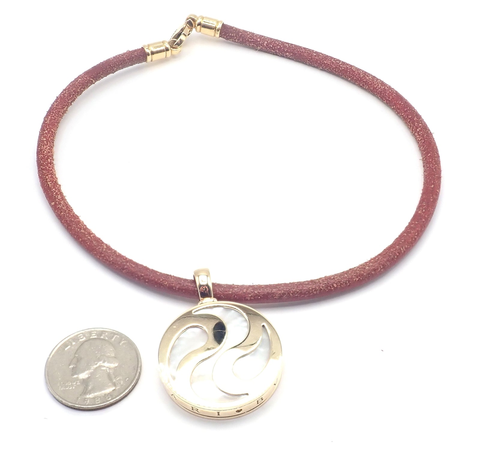 Bvlgari Bulgari Optical Illusion 18K Gold Steel Spinning MOP Pendant Necklace | Fortrove