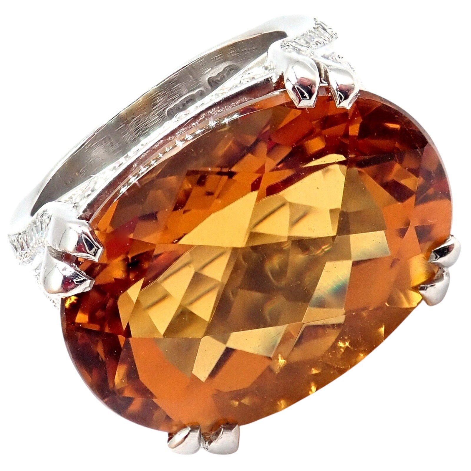 Kieselstein Cord Platinum 2.5ct Diamond Golden Citrine Cockatil Ring 1999 sz 6.5 | Fortrove