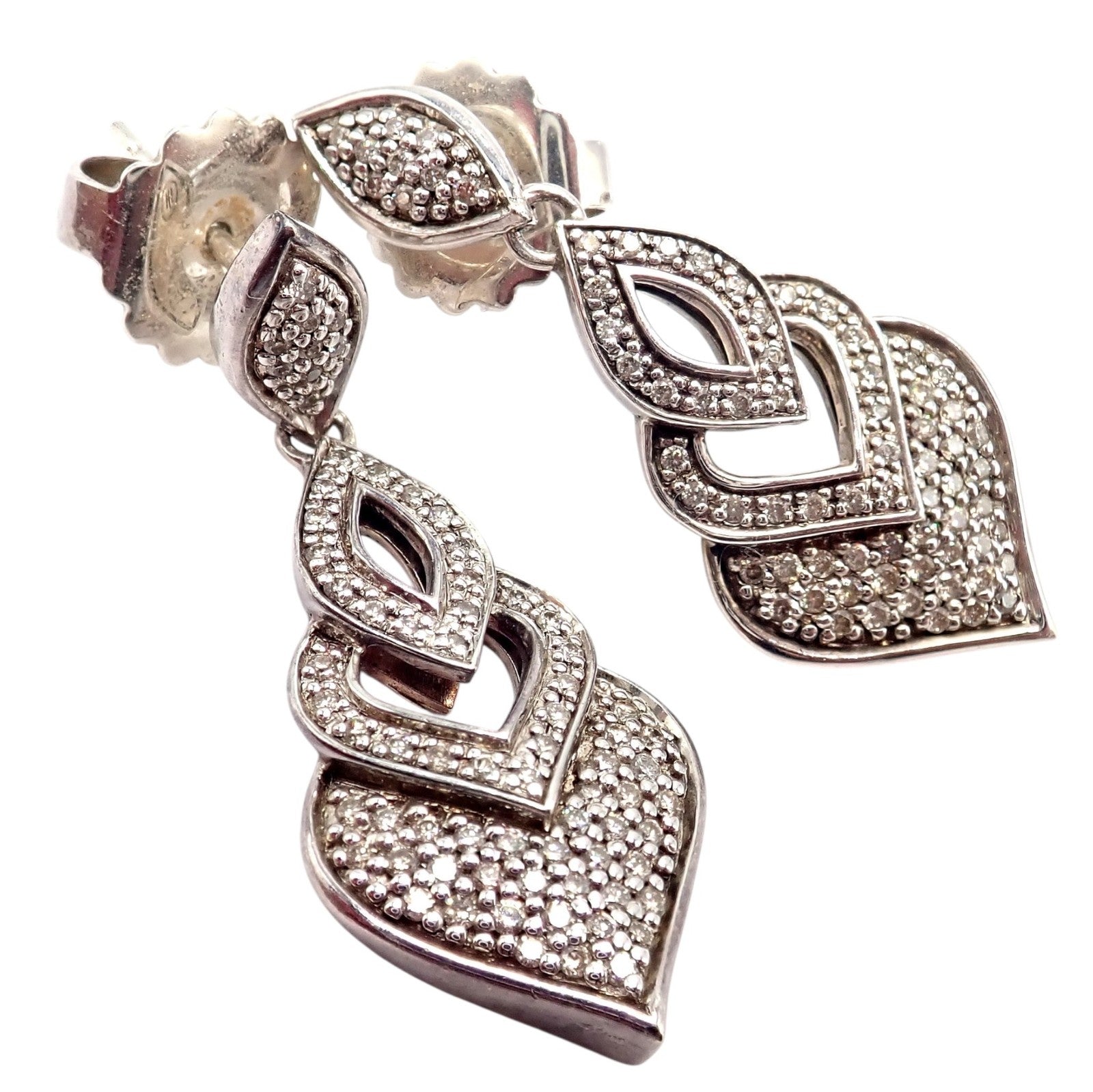 Authentic! John Hardy JH Silver Naga Diamond Heart Earrings | Fortrove