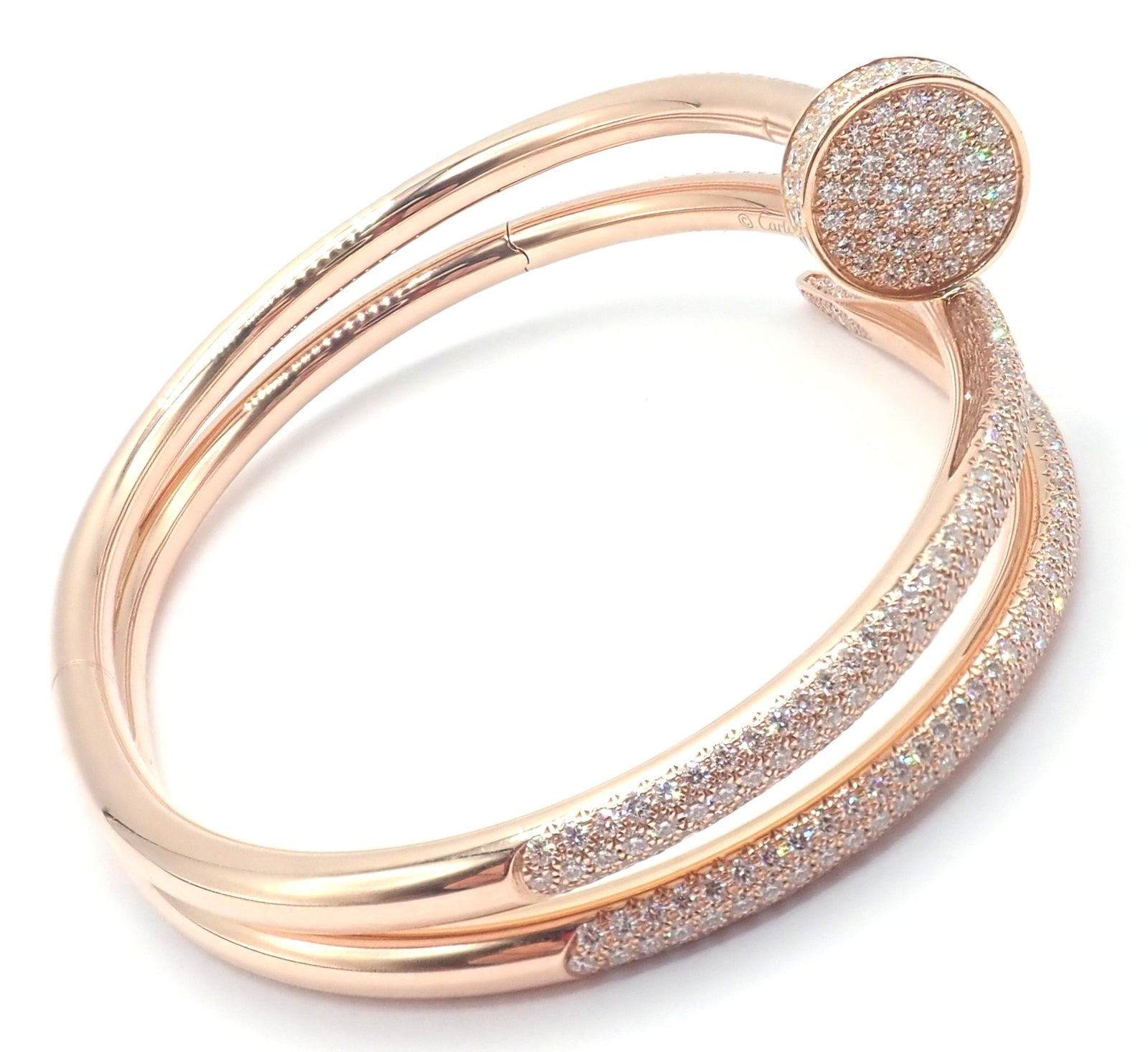 Cartier Juste un Clou Nail 18k Rose Gold Diamond Bangle Bracelet Size 16 Paper | Fortrove