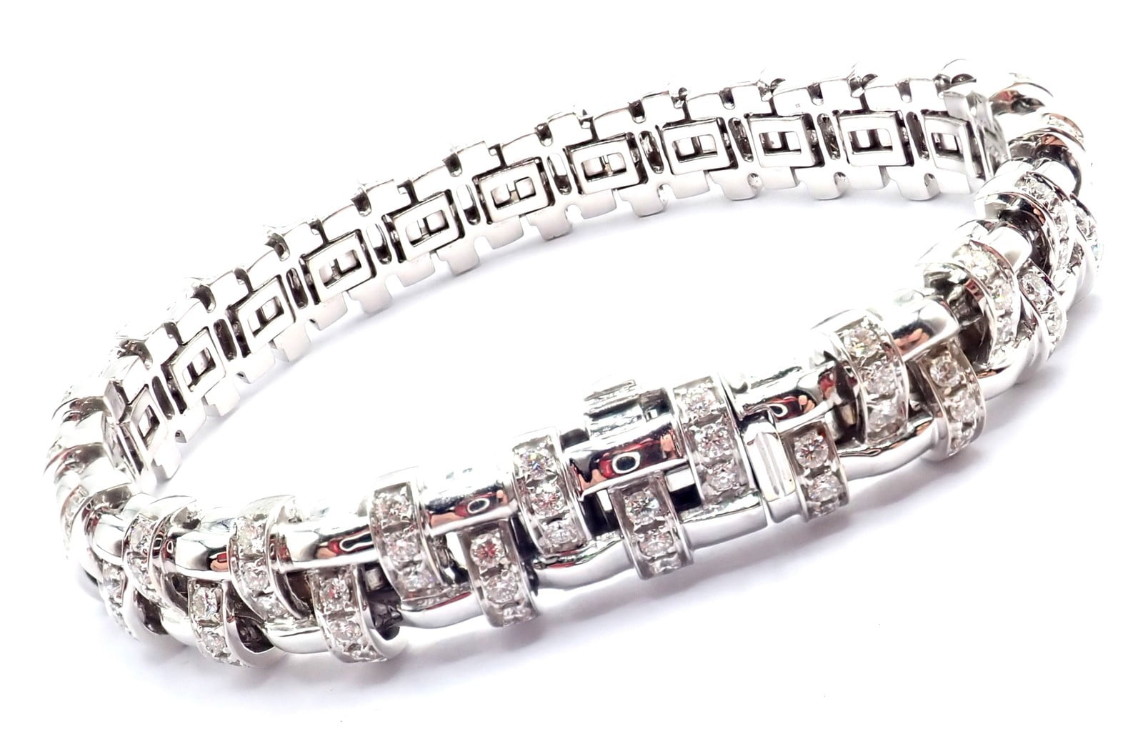 Tiffany & Co. Jewelry & Watches:Fine Jewelry:Bracelets & Charms Authentic! Tiffany & Co Vannerie 18k White Gold Basket Weave Diamond Bracelet