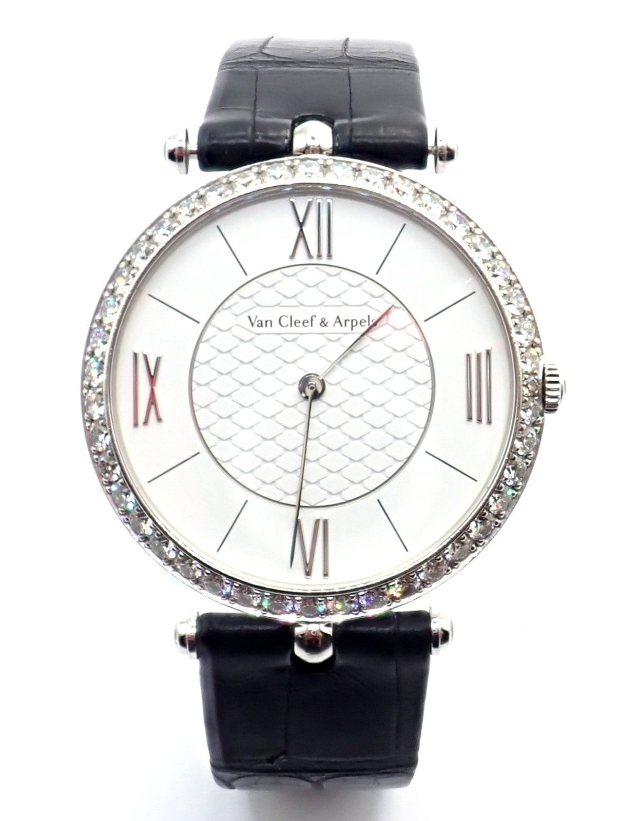 Van Cleef & Arpels Pierre Arpels 18K White Gold Diamond 38mm Watch Cert. Box! | Fortrove