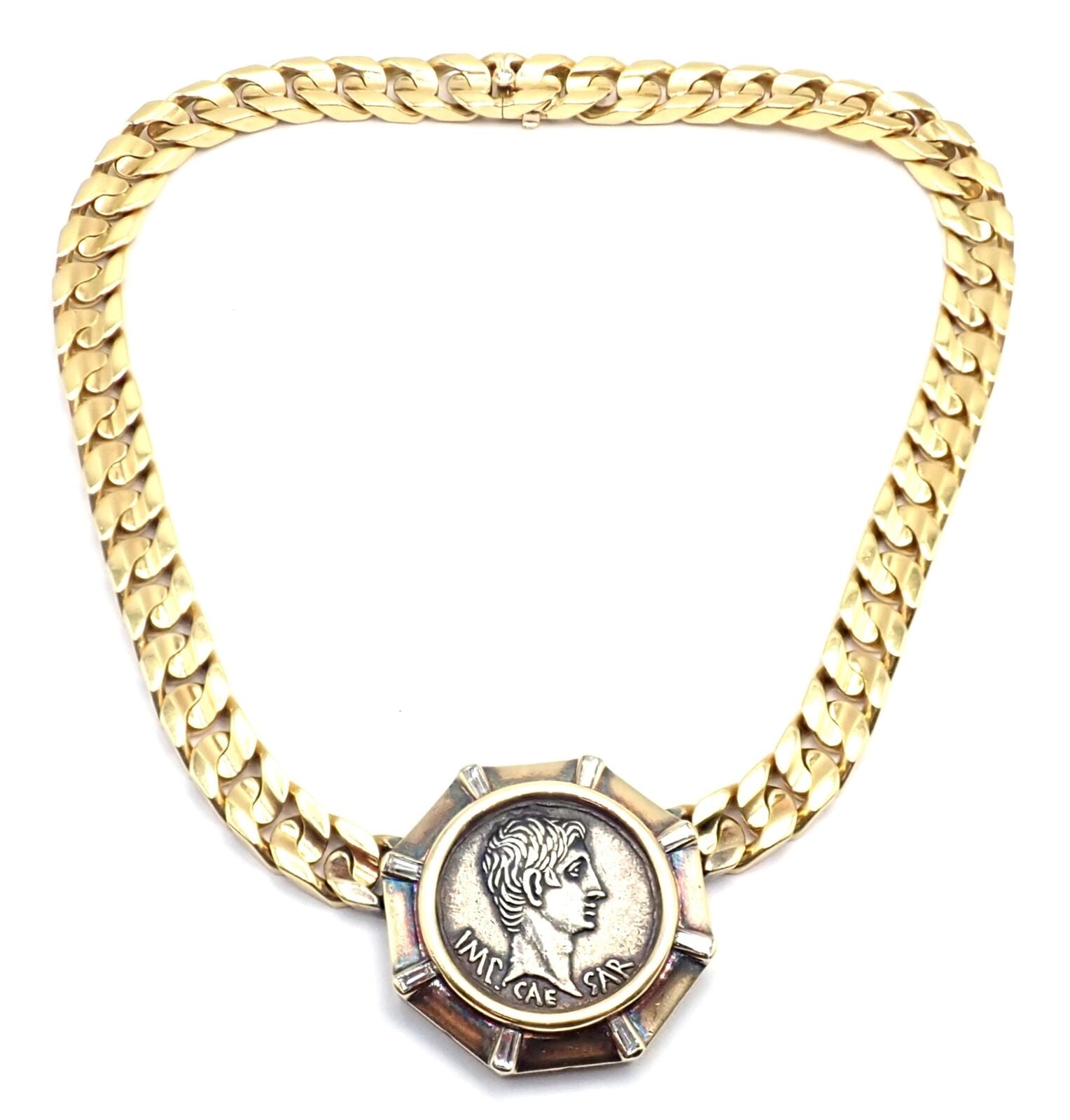 Rare! Bvlgari Bulgari 18k Yellow Gold Diamond Monete Antique Coin Link Necklace | Fortrove