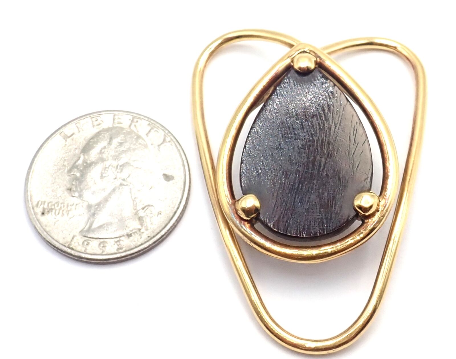 Vintage! Authentic Van Cleef & Arpels 18k Yellow Gold LetterWood Money Clip | Fortrove
