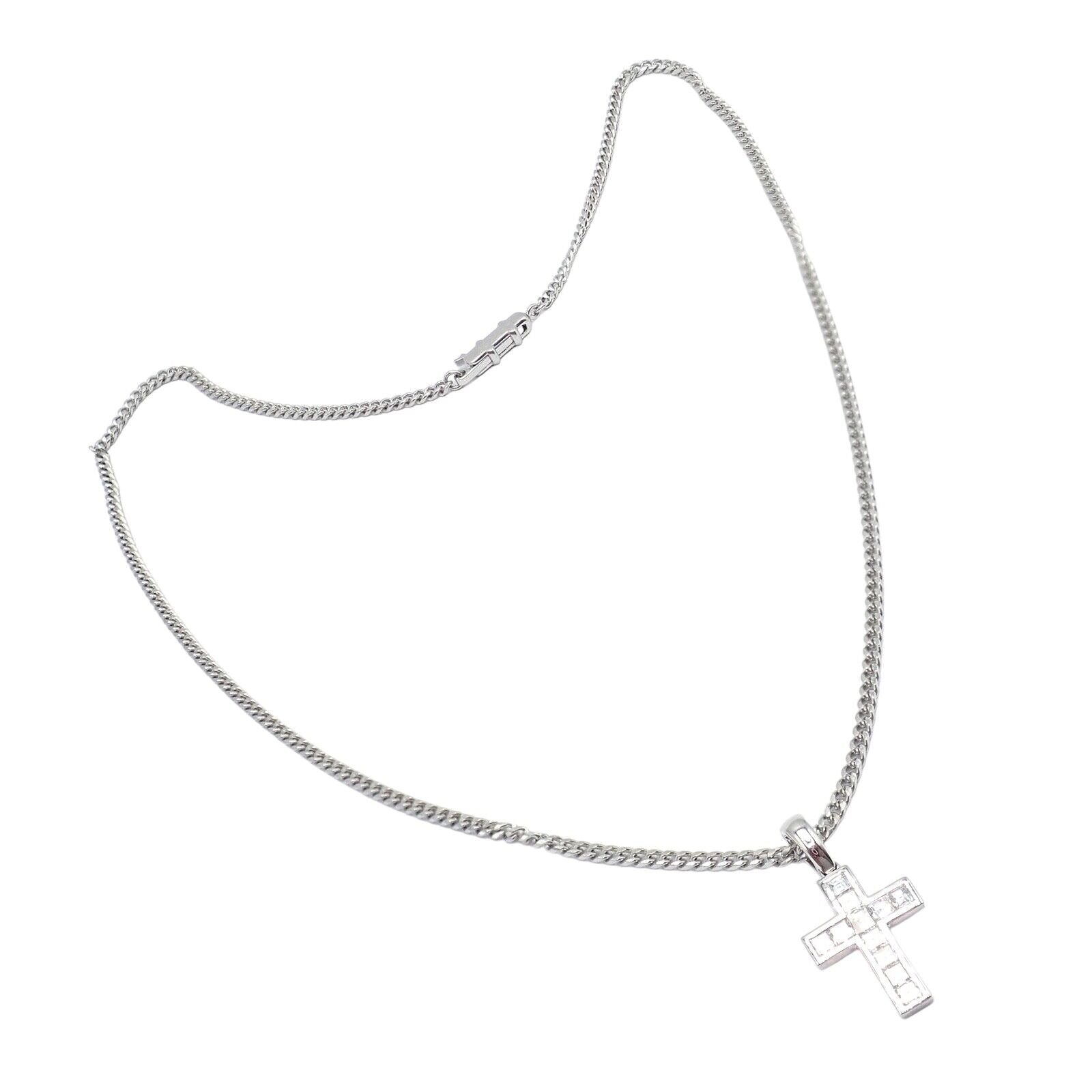 Authentic! Cartier 18k White Gold Diamond Cross Necklace | Fortrove