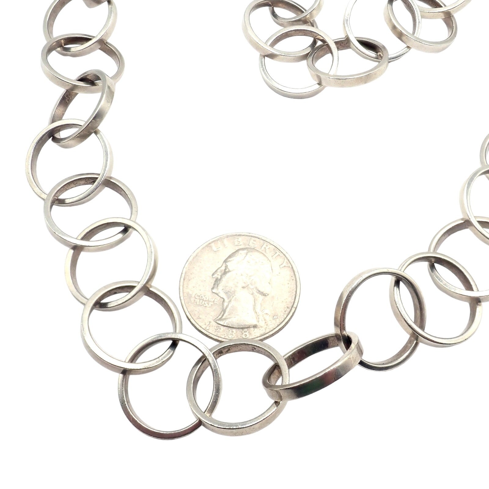 Rare! Tiffany & Co Picasso Sterling Silver Circle Link Long 34" Circle Necklace | Fortrove