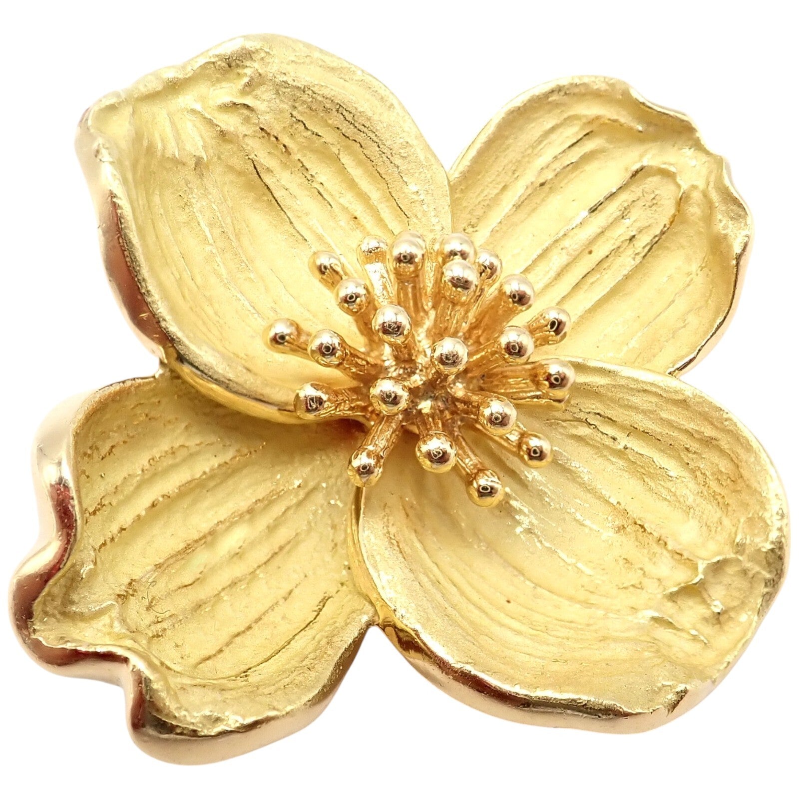 Authentic! Tiffany & Co. 18k Yellow Gold Dogwood Flower Pin Brooch | Fortrove
