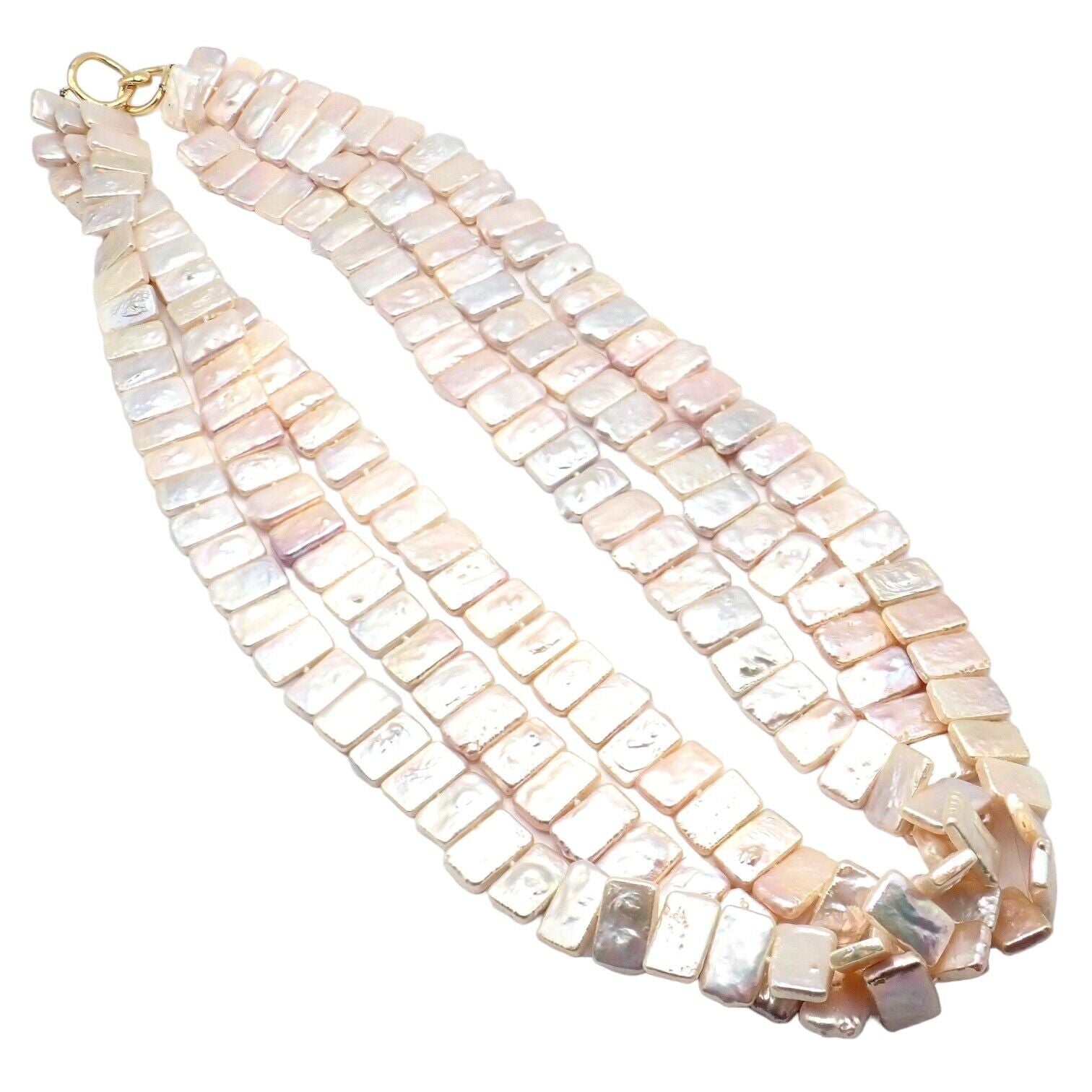 Rare! Angela Cummings 18k Yellow Gold Mother Of Pearl Three Row Necklace 1984 | Fortrove