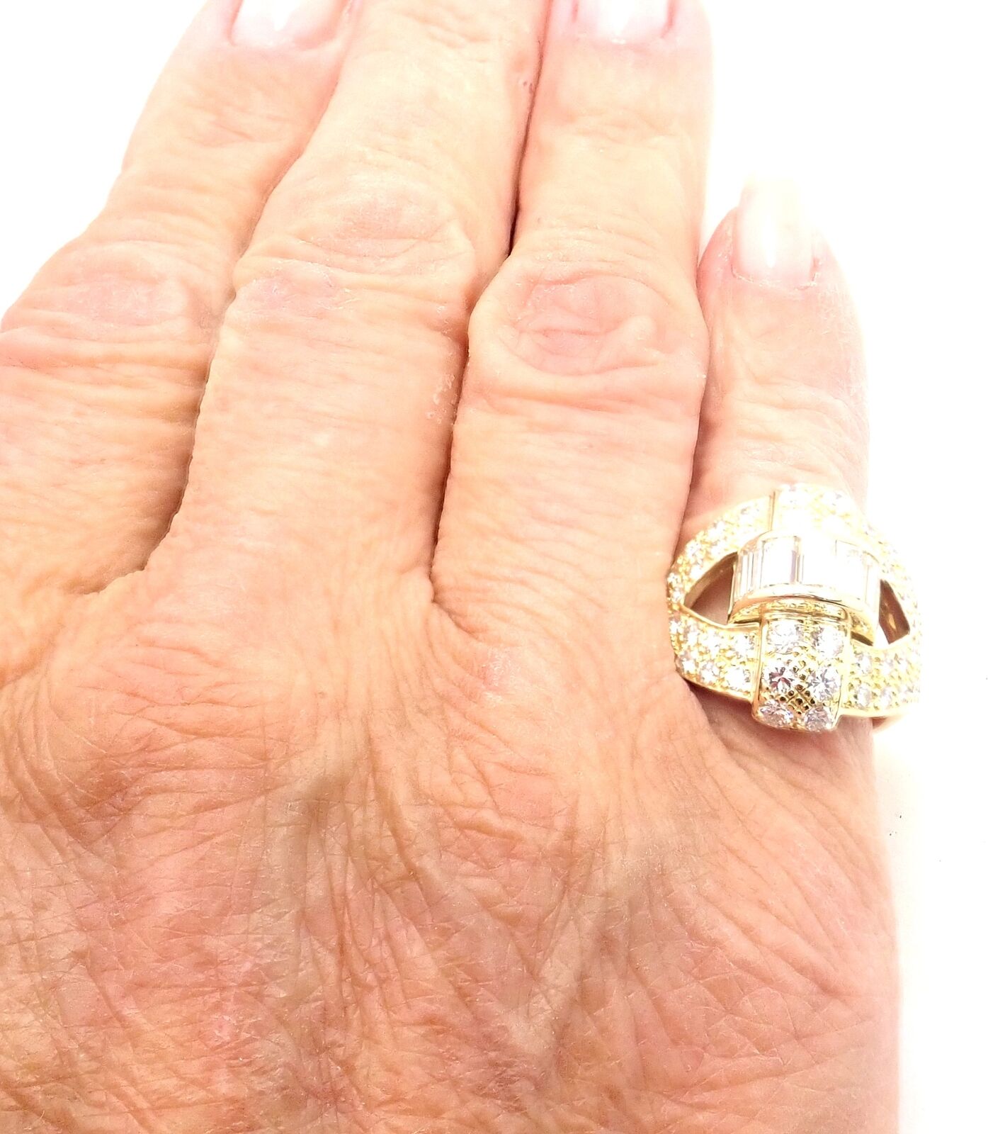 Rare! Authentic Piaget 18K Yellow Gold 3Ct Diamond Cocktail Ring | Fortrove