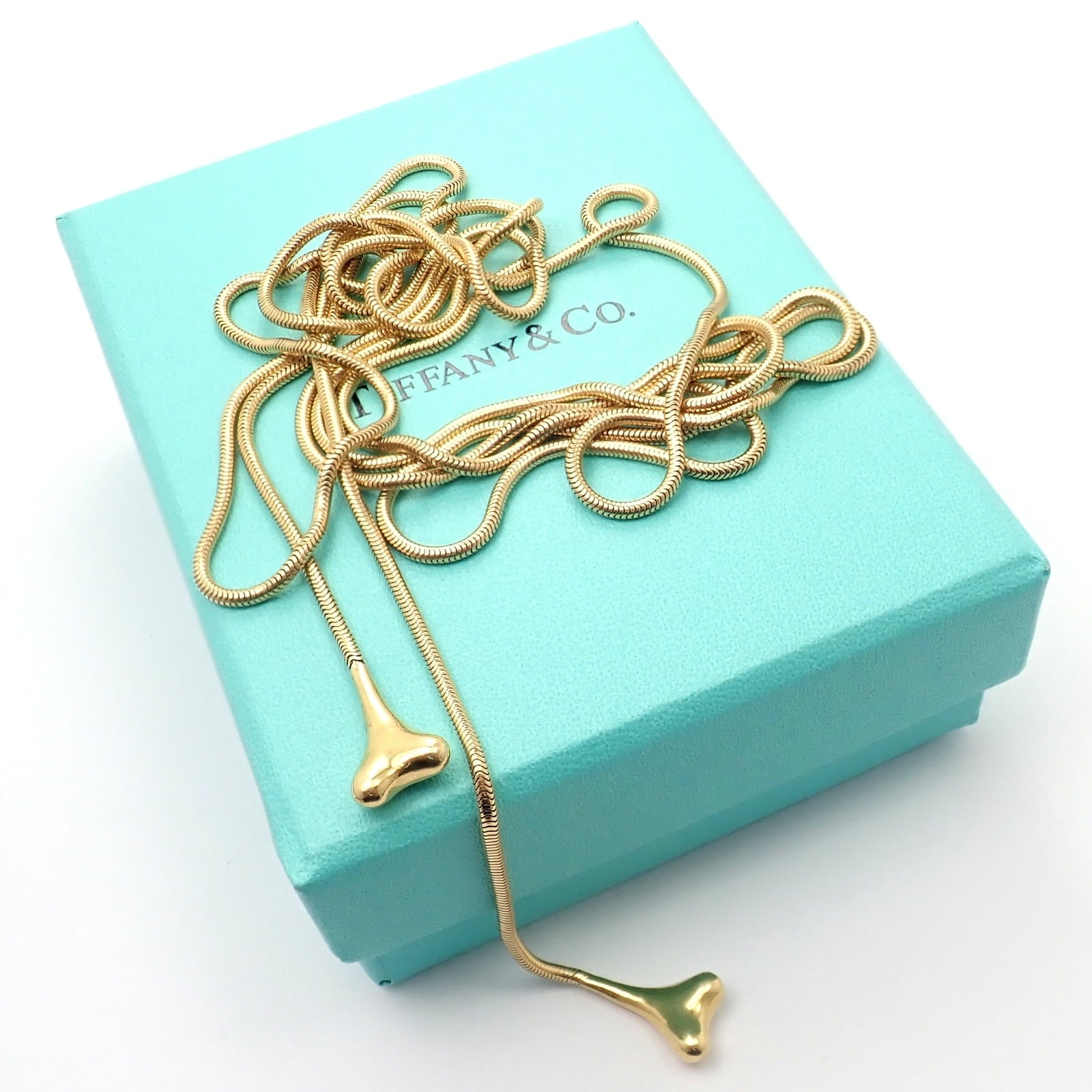 Authentic! Vintage Tiffany & Co 18k Yellow Gold 51" Extra Long Ginkgo Necklace | Fortrove