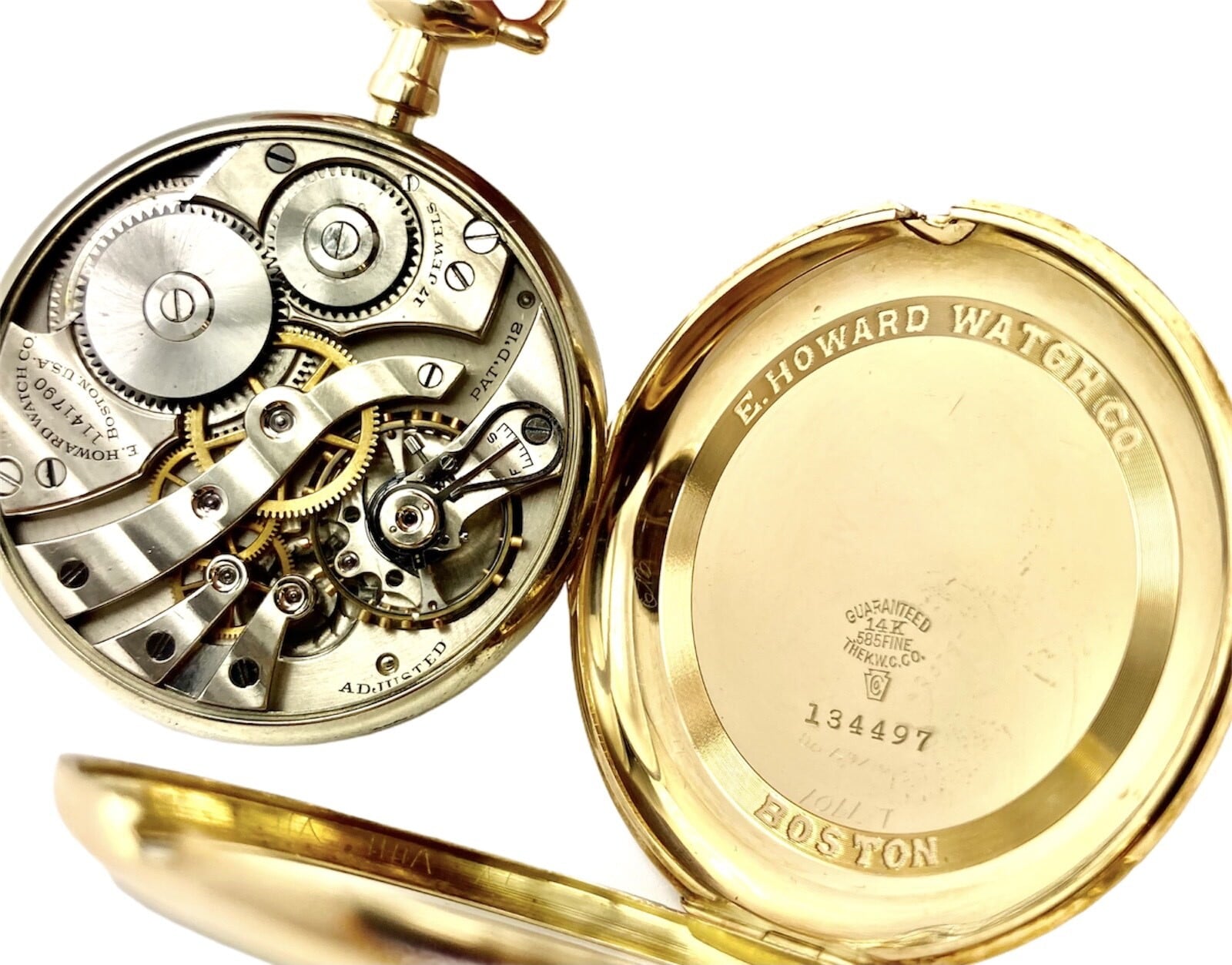 Howard Jewelry & Watches:Watches, Parts & Accessories:Watches:Pocket Watches Vintage Howard 14k Yellow Gold 46mm 17j Pocket Watch c. 1920