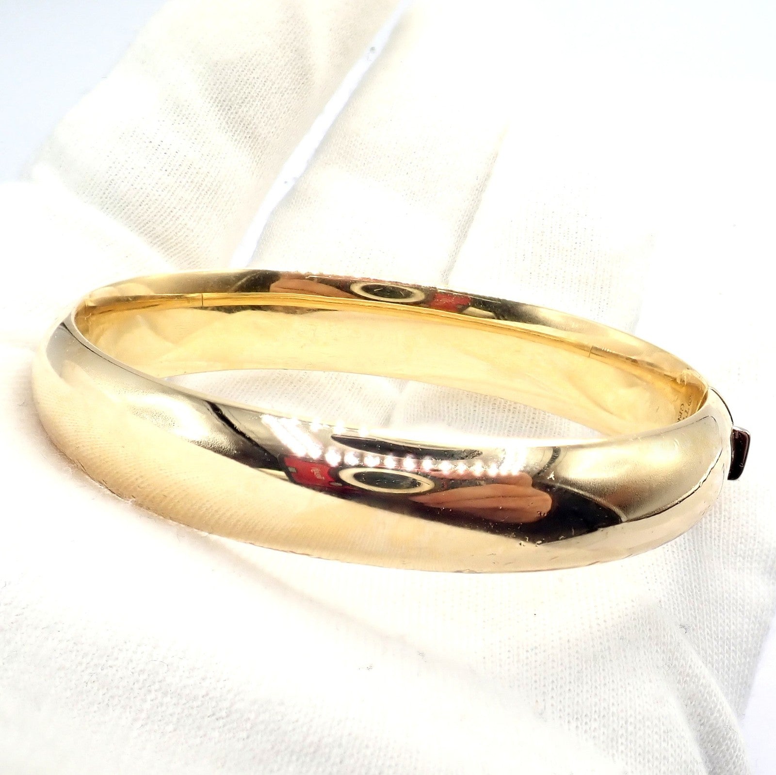 Authentic! Tiffany & Co 18k Yellow Gold Bangle Signature Bracelet | Fortrove