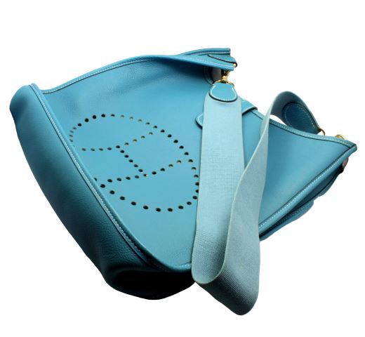 Hermes Clothing, Shoes & Accessories:Women:Women's Bags & Handbags Authentic! Hermes Evelyne Blue Jean Clemence Leather GM Handbag Purse