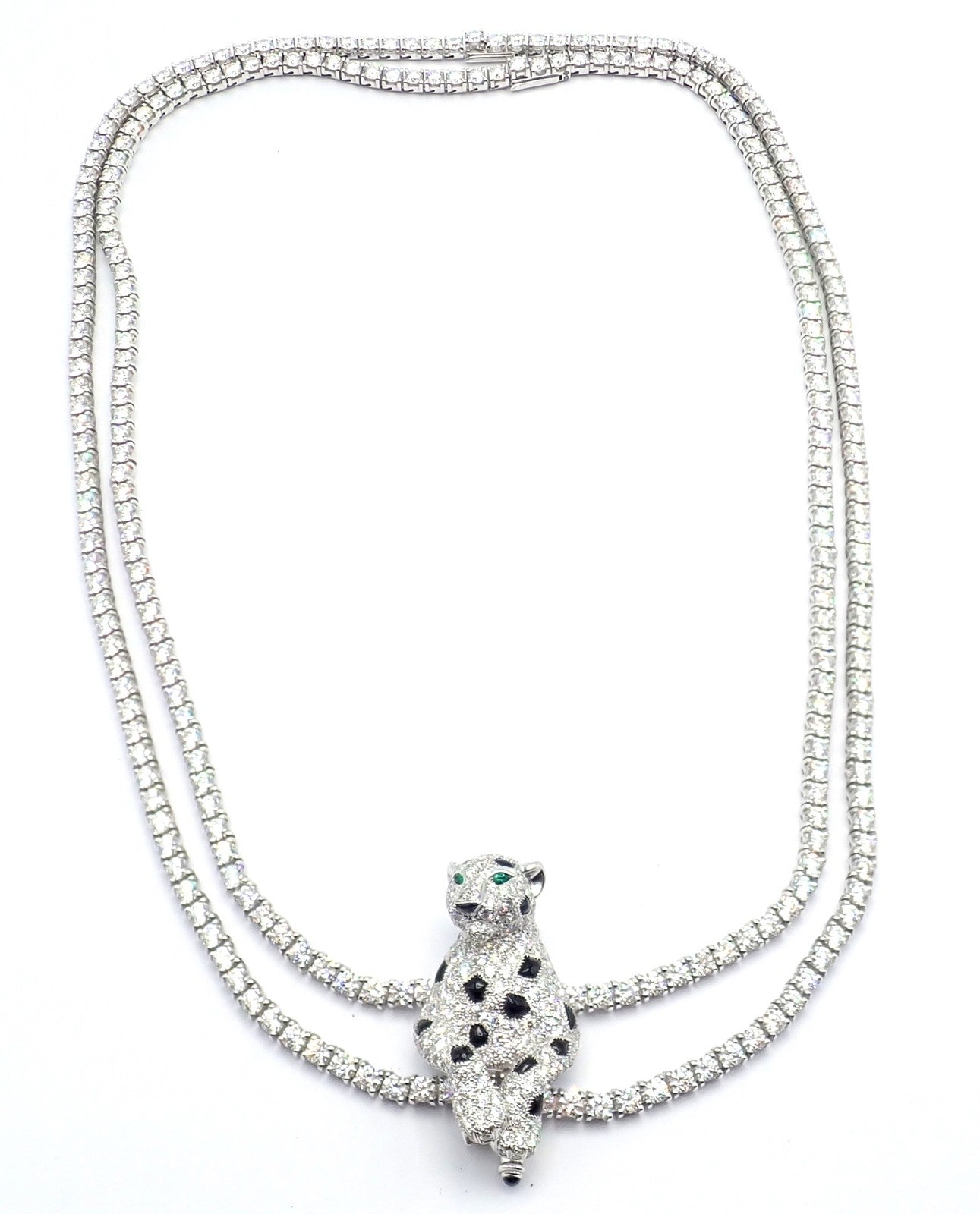 Panthere de Cartier Panther 18k Gold Multi-Wear Paved Diamond Necklace Paper Box | Fortrove