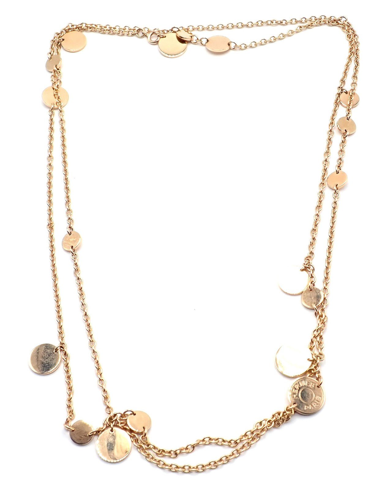 Authentic! Hermes Confetti 18k Rose Gold 42" Long Link Chain Necklace | Fortrove