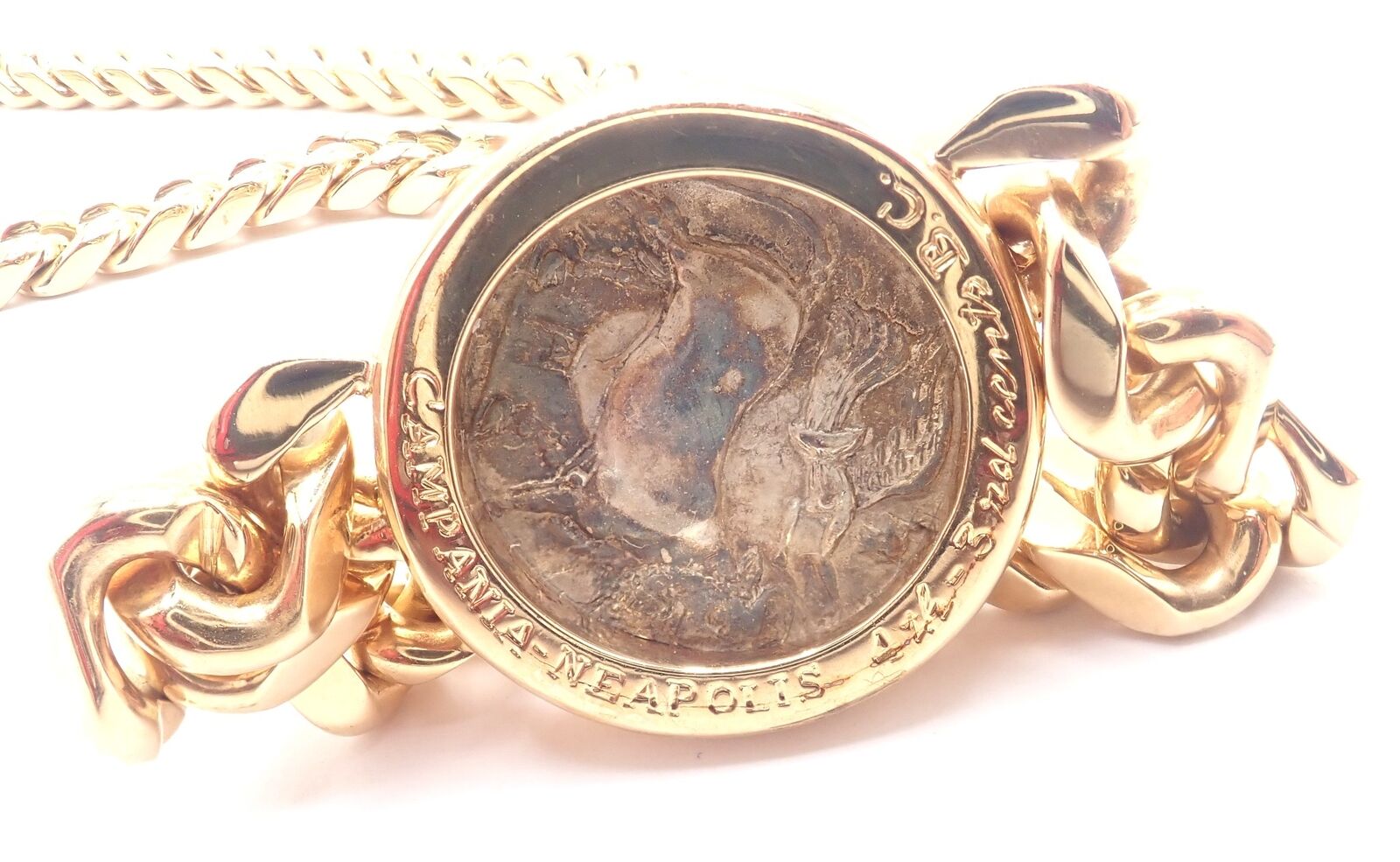 Rare! Bvlgari Bulgari 18k Yellow Gold Antique Coin Monete Link Necklace | Fortrove