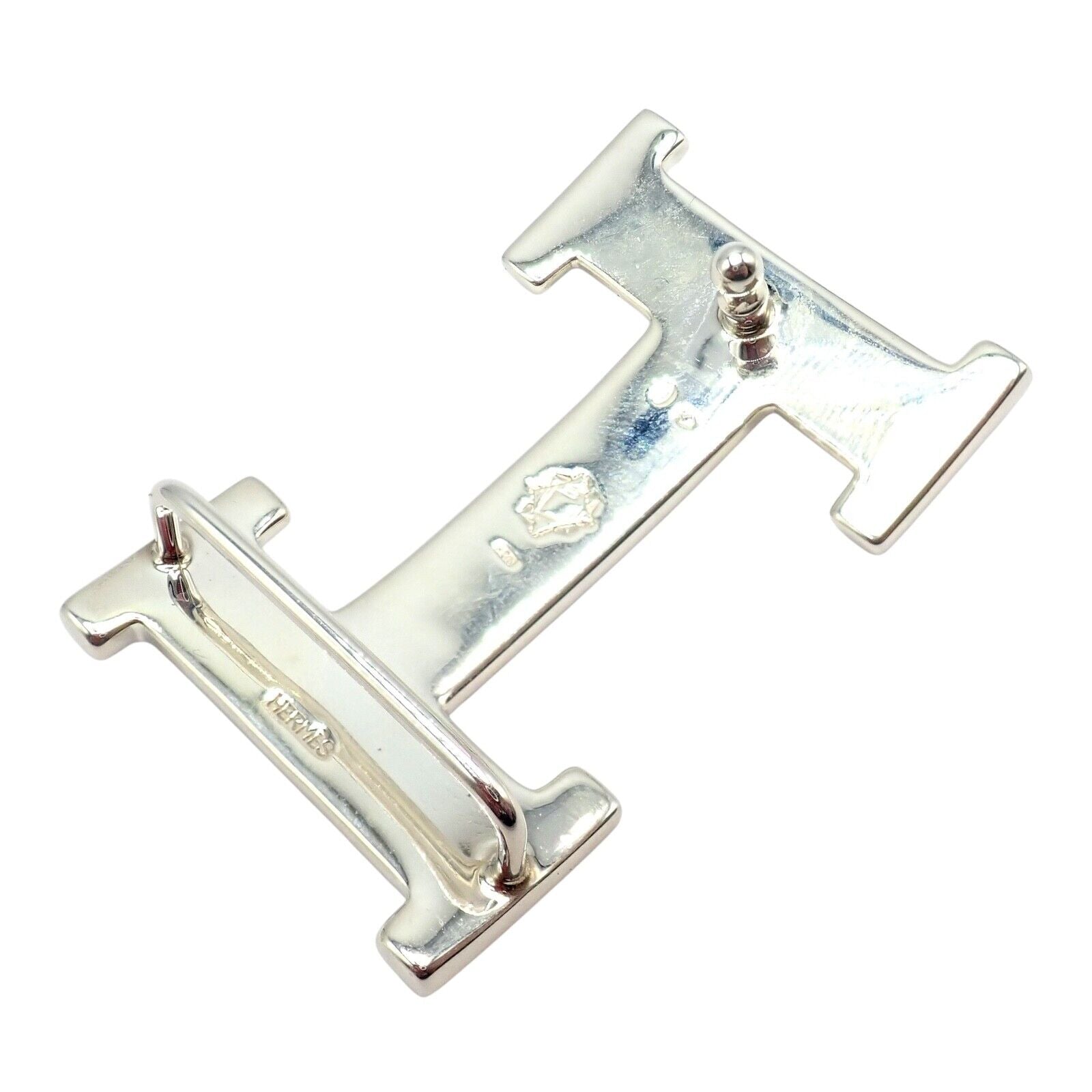 Rare! Hermes Silver Signature Classic Large H Belt Buckle 32m | Fortrove