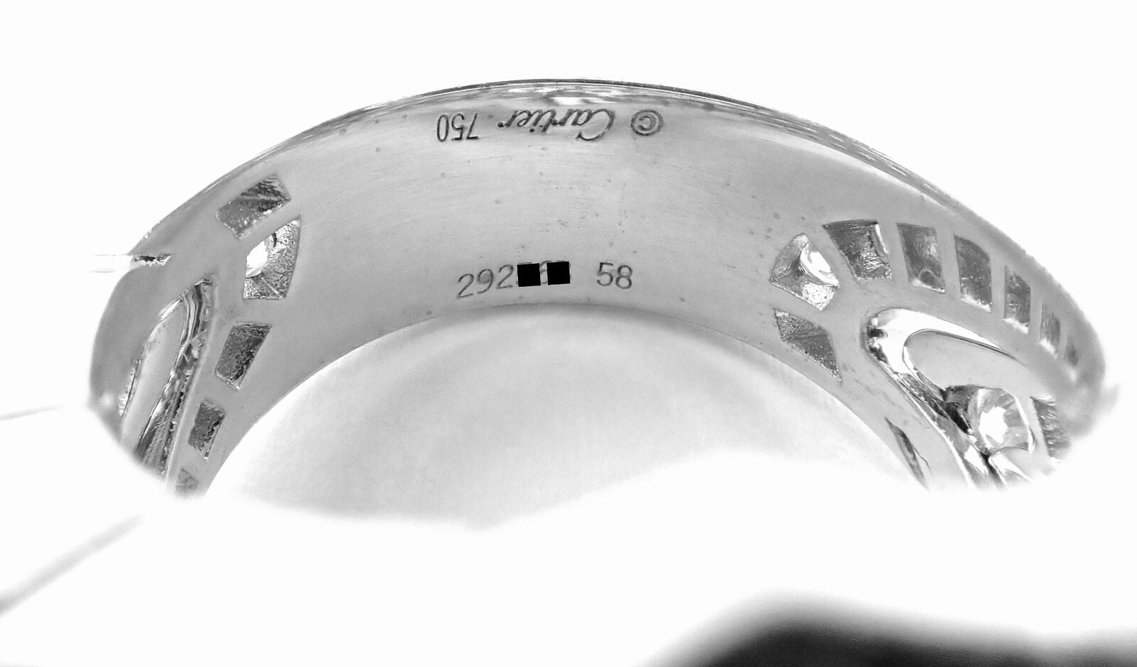 Rare! Authentic Cartier 18k White Gold Diamond Waves Large Ring | Fortrove