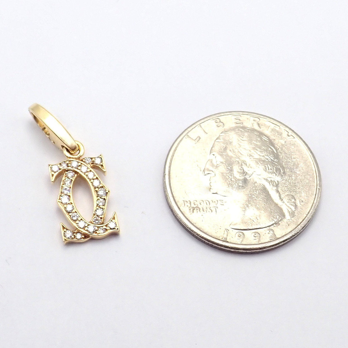 Cartier Jewelry & Watches:Fine Jewelry:Necklaces & Pendants Authentic! Vintage Cartier 18k Yellow Gold Diamond Double C Charm Pendant