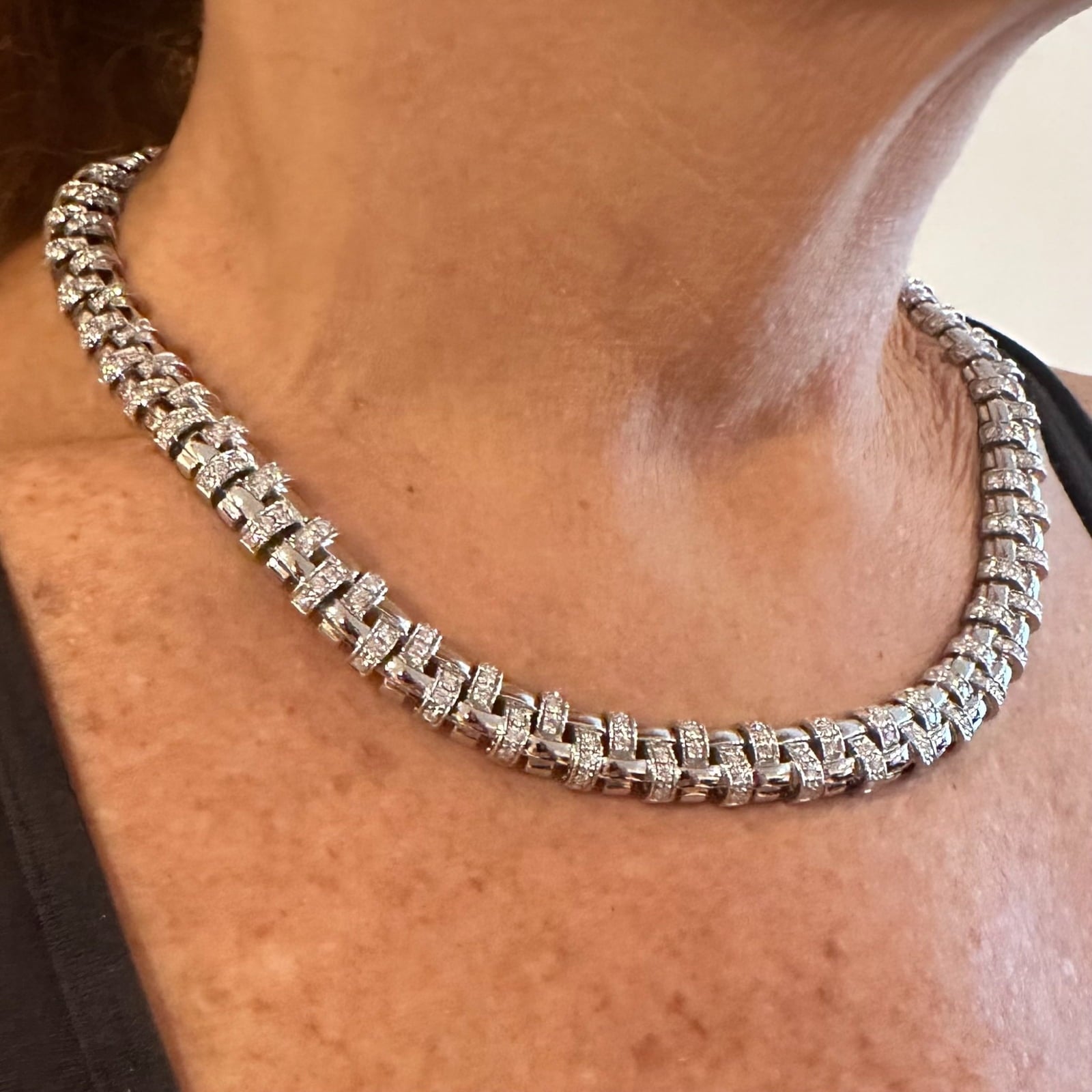 Tiffany & Co. Jewelry & Watches:Fine Jewelry:Necklaces & Pendants Authentic! Tiffany & Co Vannerie 18k White Gold Basket Weave Diamond Necklace