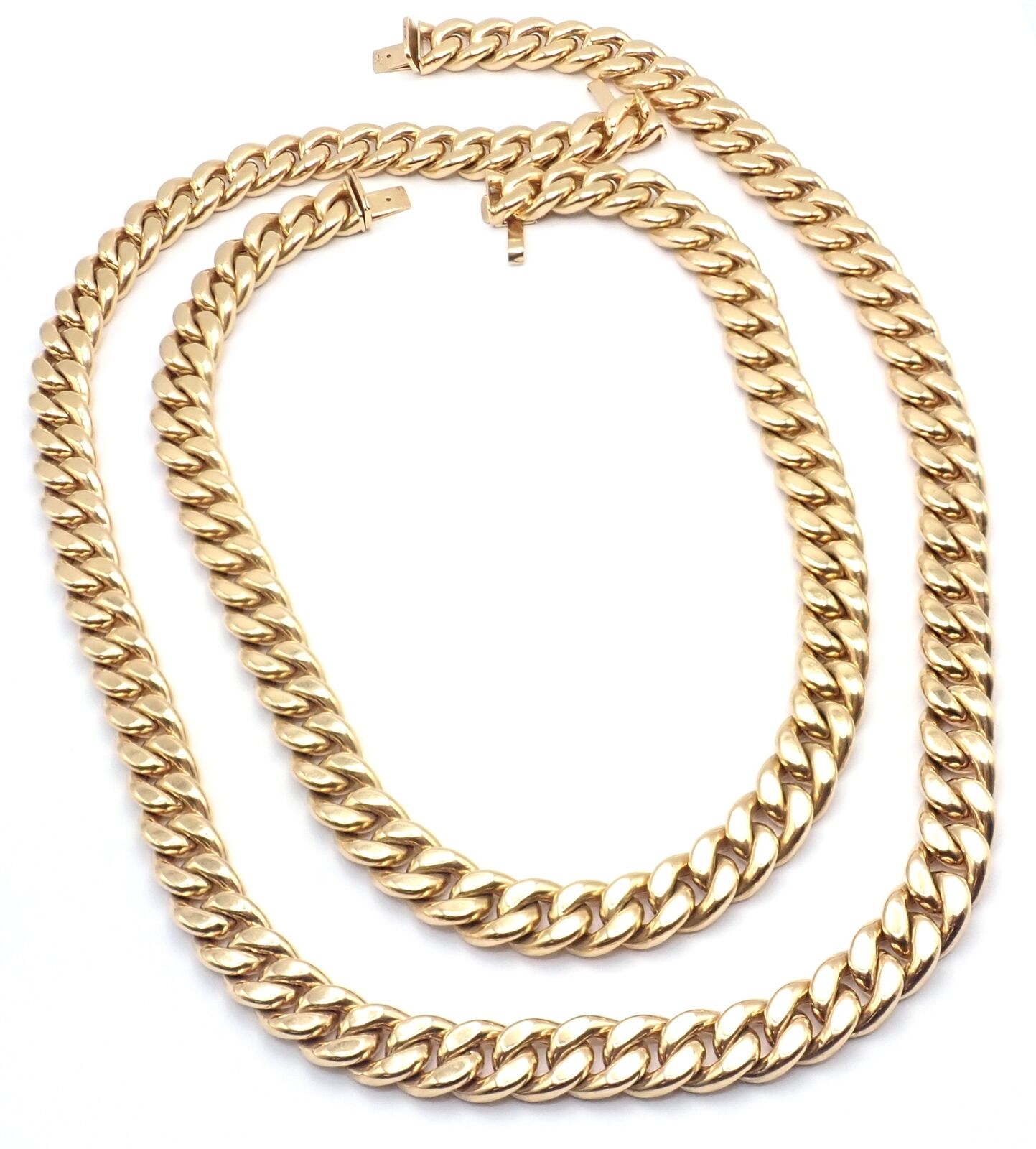 Rare! Authentic Bvlgari Bulgari 18k Yellow Gold Set Two Curb Link Long Necklace | Fortrove