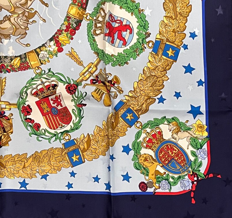Authentic RARE! Hermes Emblemes De L'Europe Vintage 90cm Silk Scarf | Fortrove