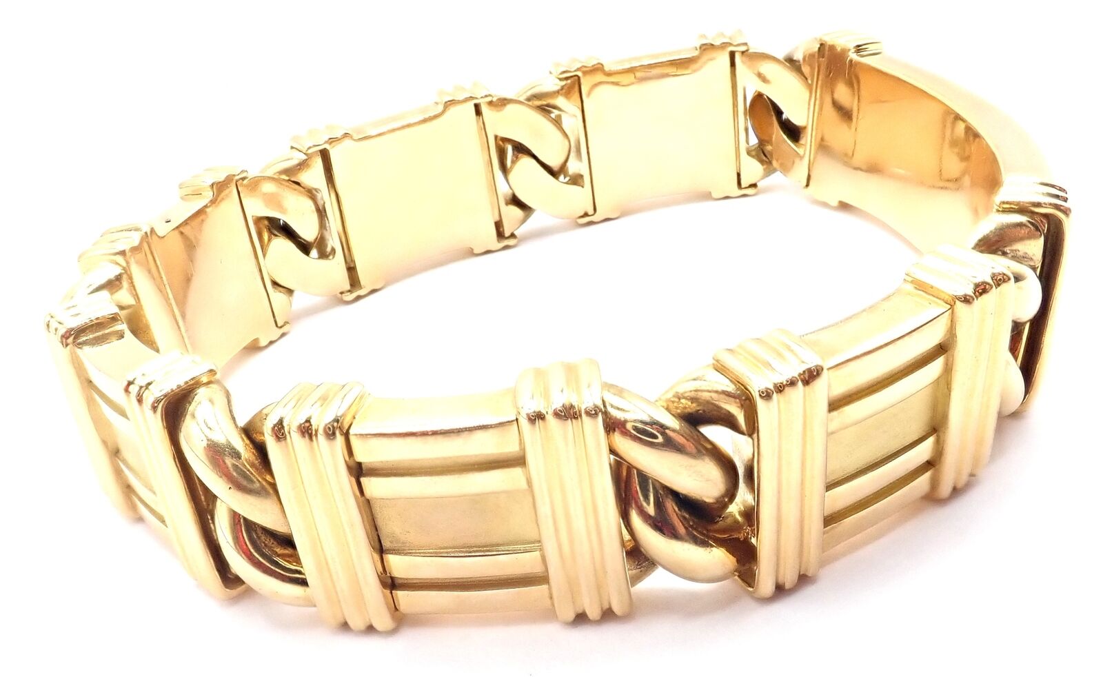 Vintage! Authentic Tiffany & Co Atlas 18k Yellow Gold Link Bracelet 1995 | Fortrove