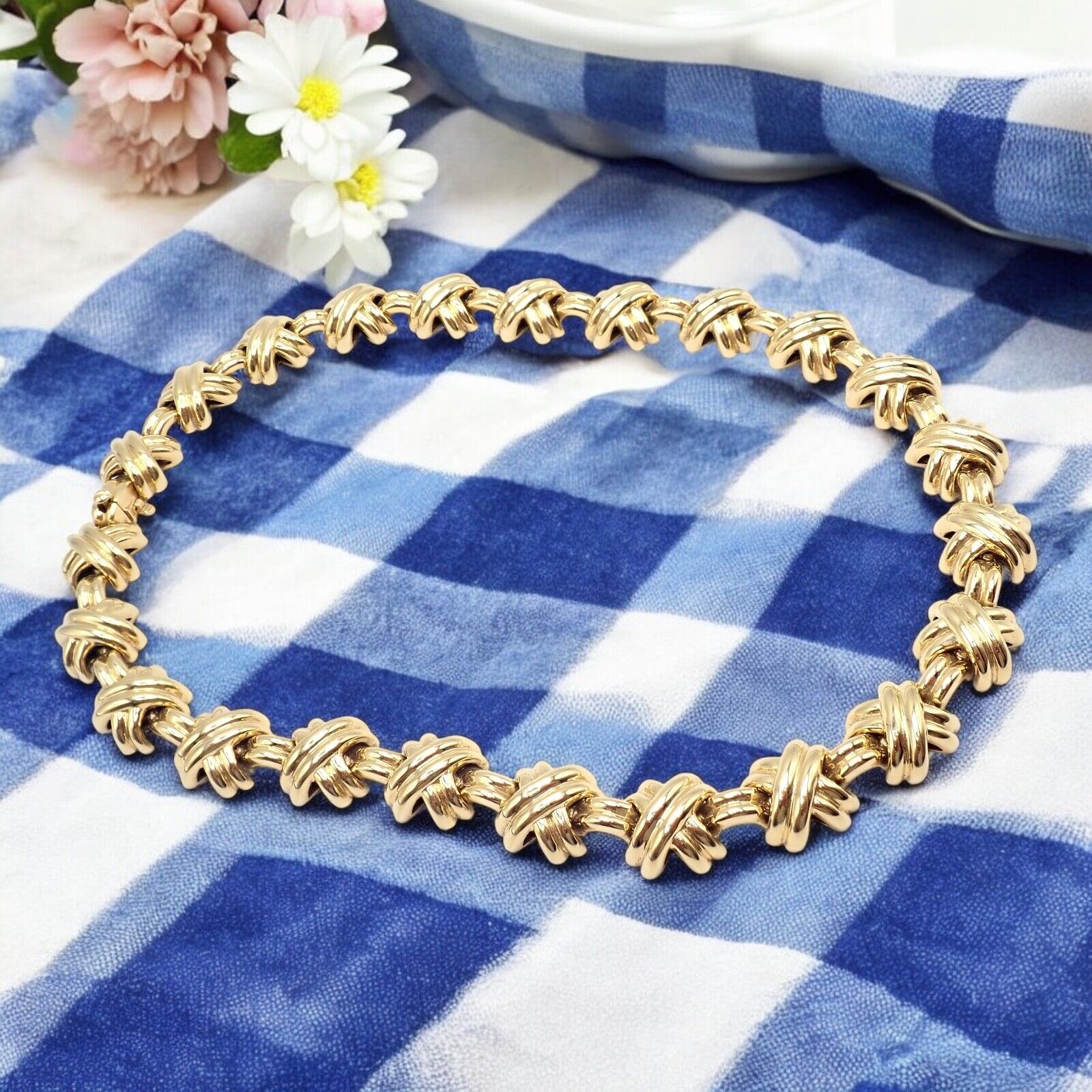 Vintage! Tiffany & Co. 18k Yellow Gold Large X Classic Signature Necklace | Fortrove