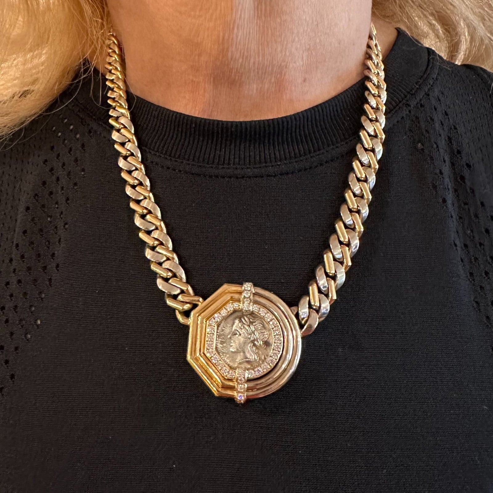 Bvlgari Jewelry & Watches:Fine Jewelry:Necklaces & Pendants Bvlgari Bulgari 18k Yellow White Gold Diamond Monete Antique Coin Link Necklace