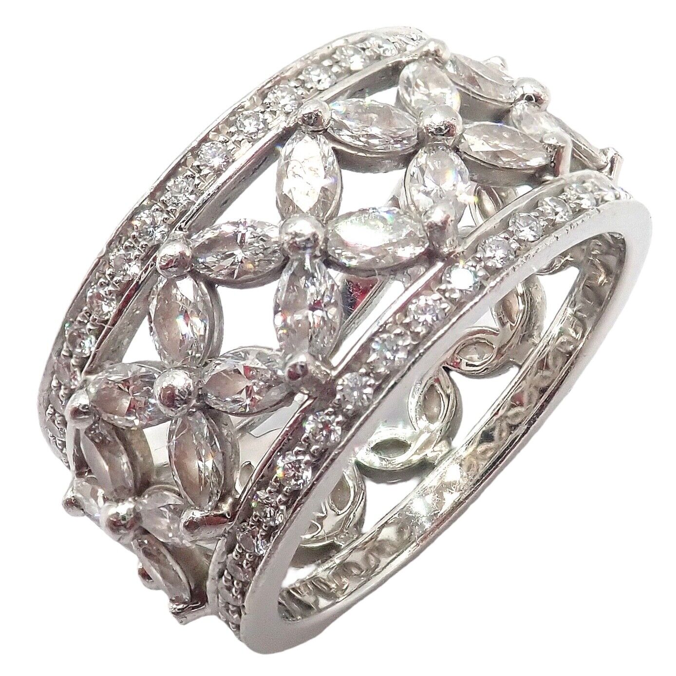 Authentic! Tiffany & Co Platinum 2.34ctw Diamond Victoria Wide Band Ring sz 5.5 | Fortrove