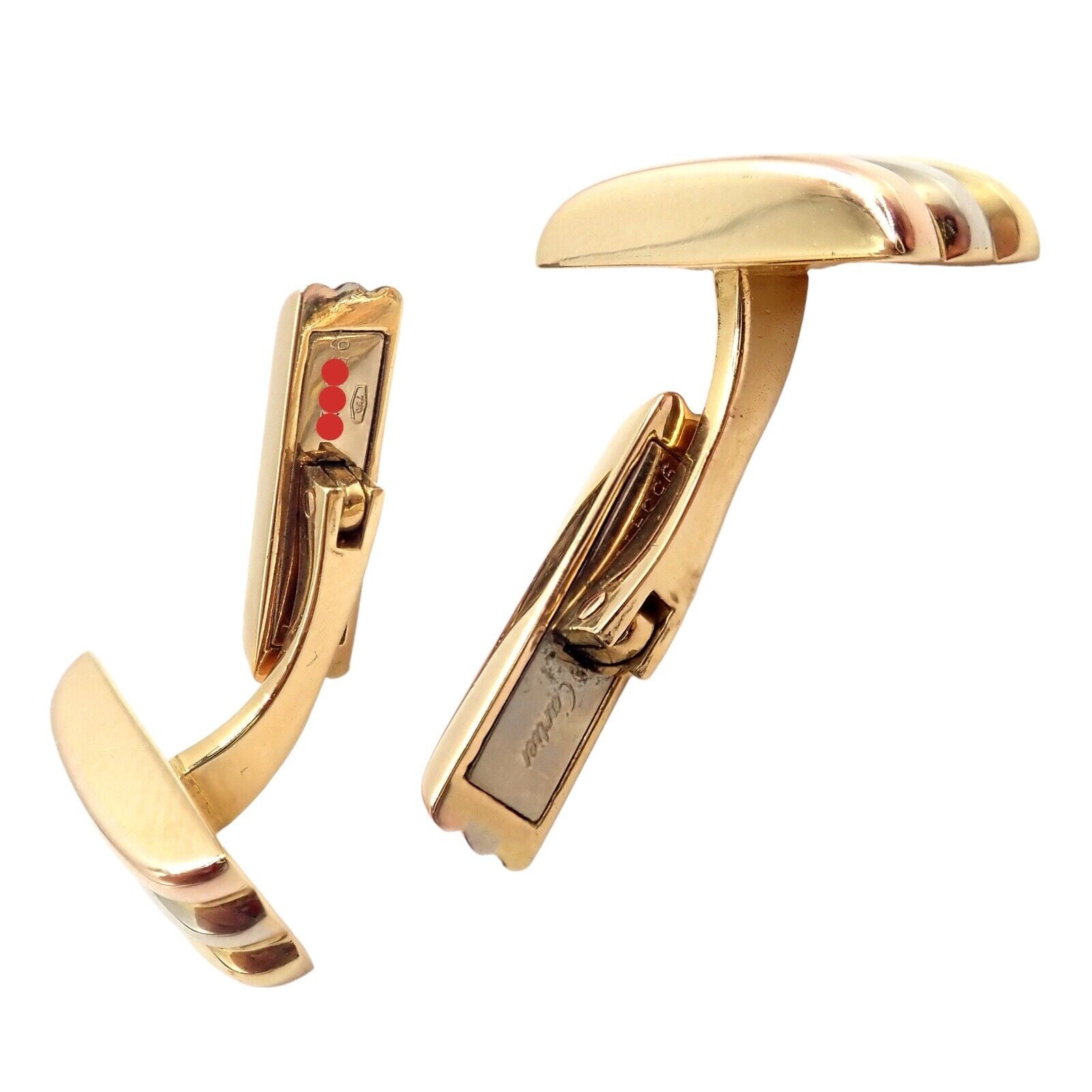 Rare! Vintage Authentic Cartier Trinity 18k Tri-Color Gold Cufflinks | Fortrove