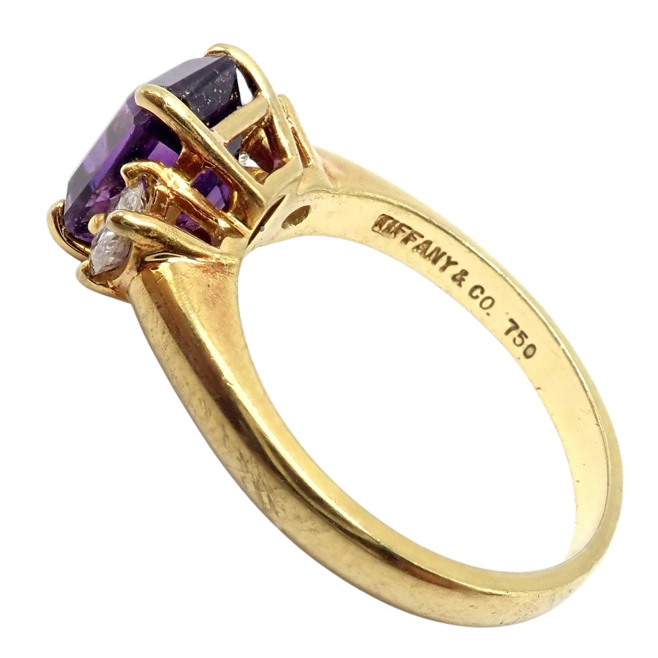 Vintage! Authentic Tiffany & Co 18k Yellow Gold Diamond Amethyst Cocktail Ring | Fortrove