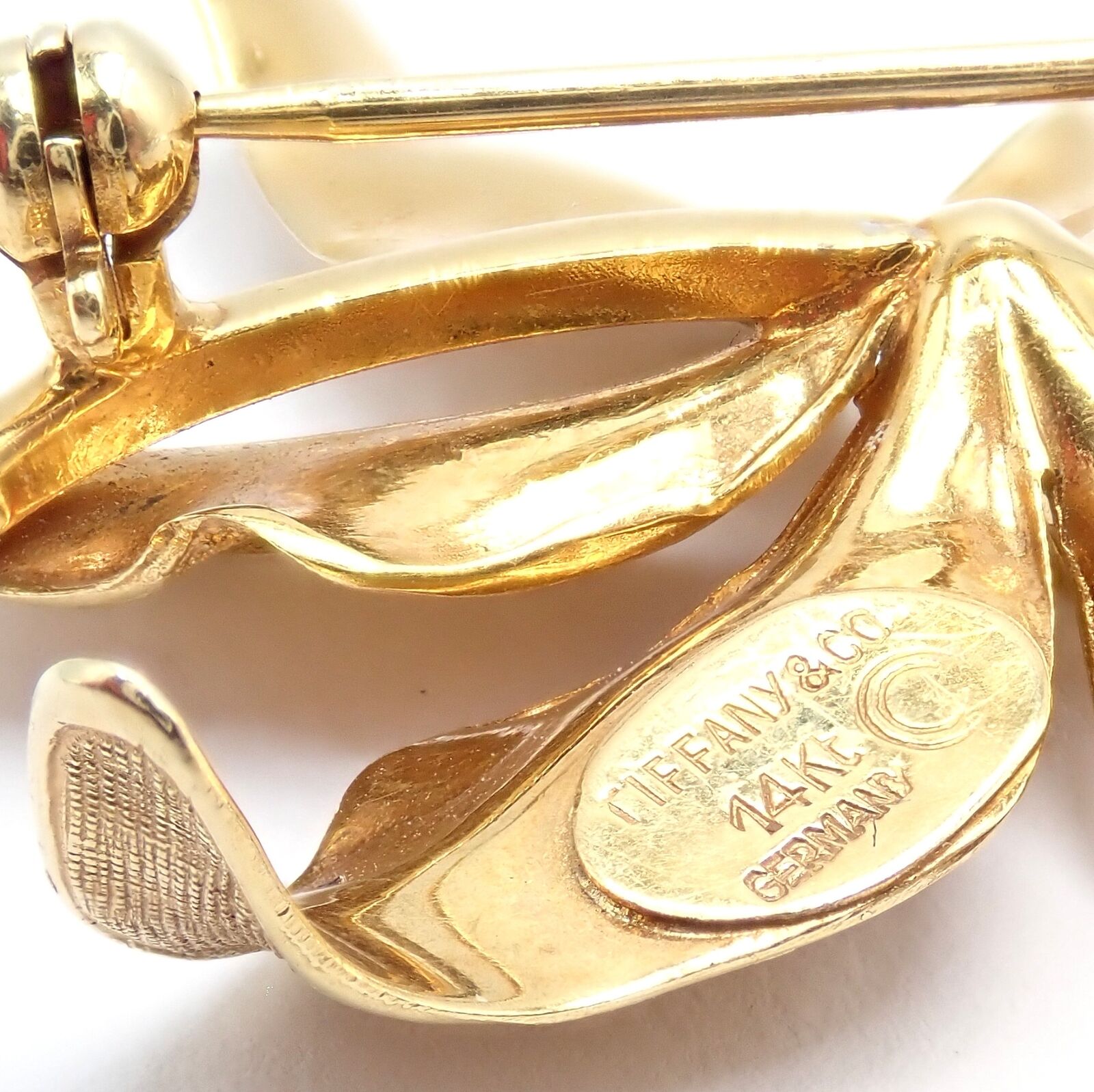 Authentic! Vintage Tiffany & Co 14k Yellow Gold Germany Large Flower Pin Brooch | Fortrove