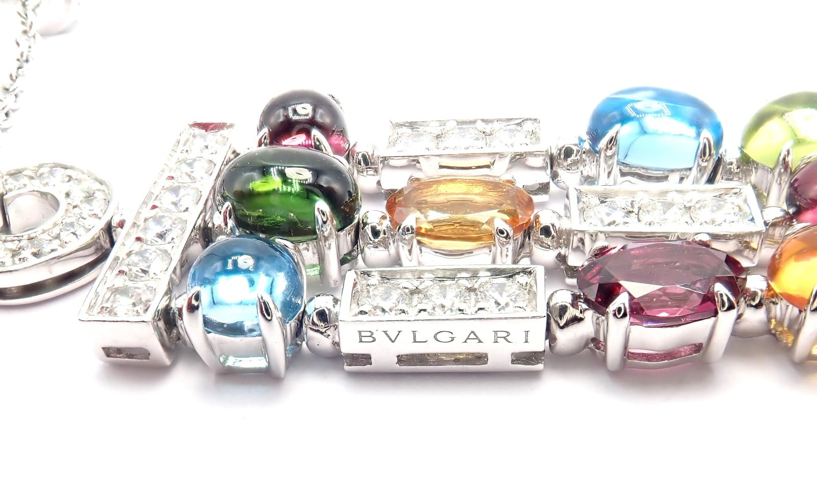 Bulgari Jewelry & Watches:Fine Jewelry:Necklaces & Pendants Authentic! Bvlgari Bulgari Allegra 18k White Gold Diamond Color Stones Necklace