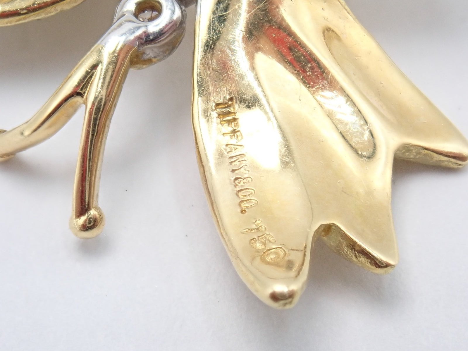 Authentic! Tiffany & Co 18k Yellow Gold Platinum Butterfly Diamond Pin Brooch | Fortrove
