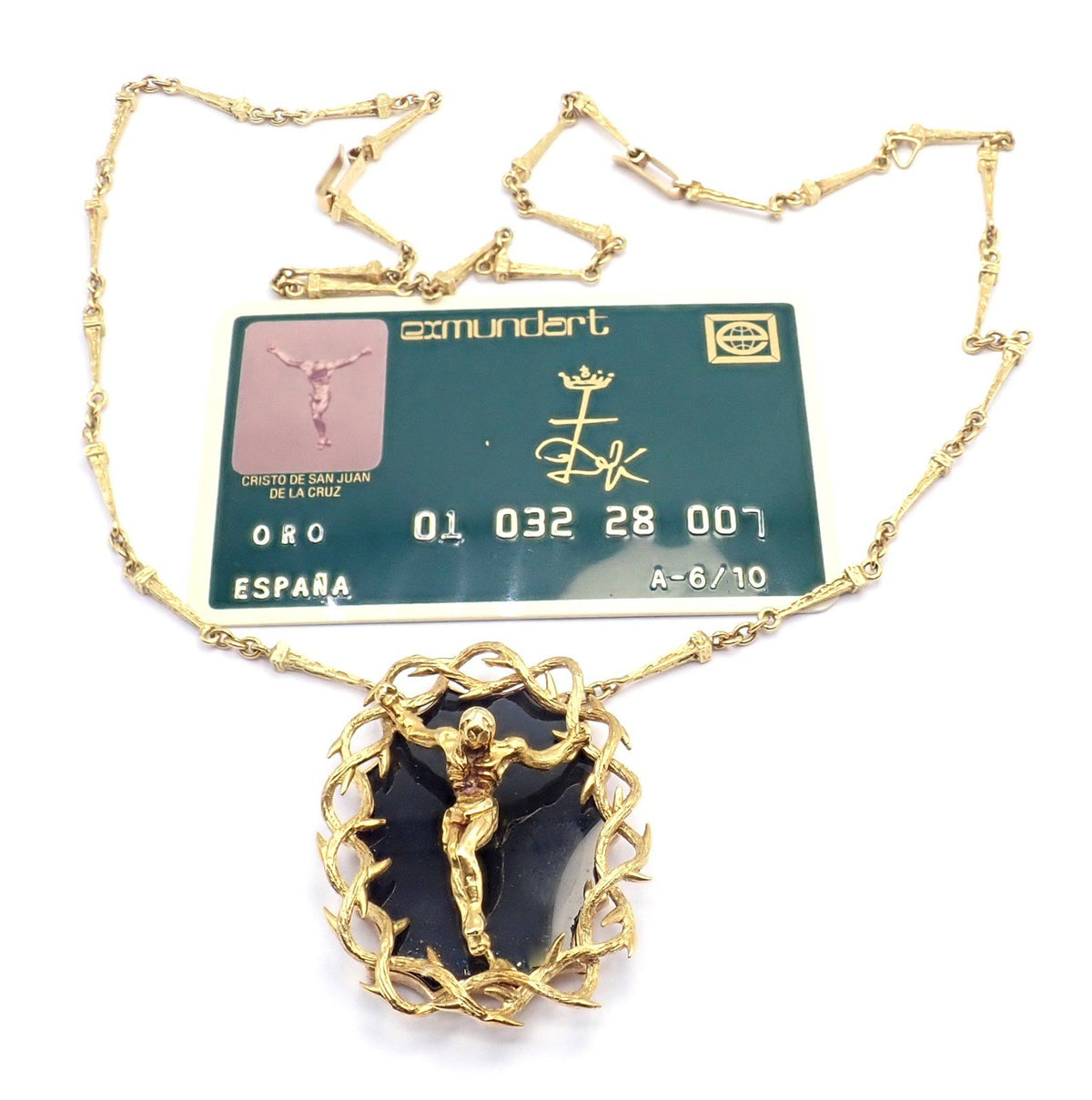 Salvator Dali Jewelry & Watches:Fine Jewelry:Necklaces & Pendants Salvador Dali 18k Gold Black Onyx Christ Saint John Cross Bracelet Necklace Cert