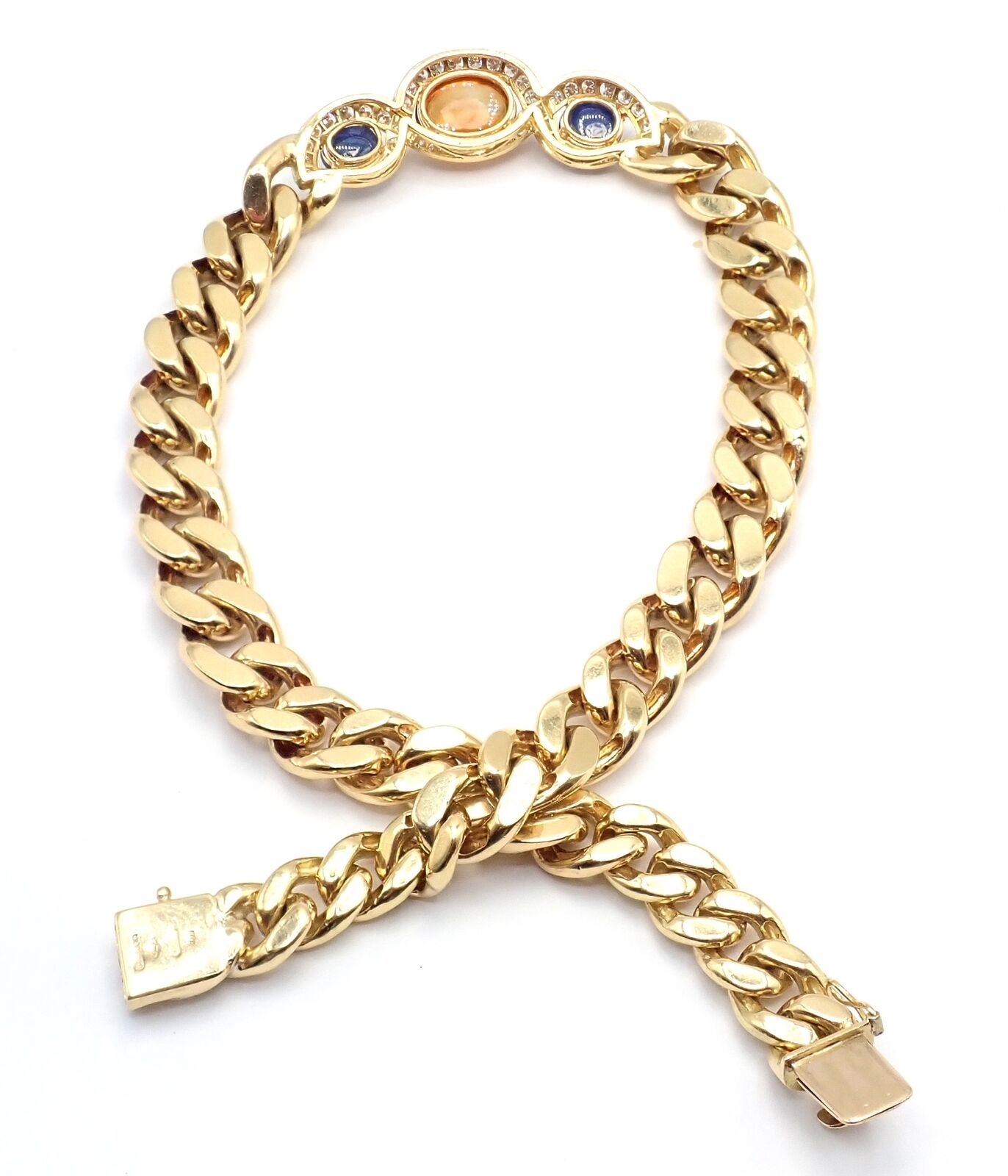 Bvlgari Bulgari 18k Yellow Gold Diamond Citrine Sapphire Link Necklace Paper | Fortrove