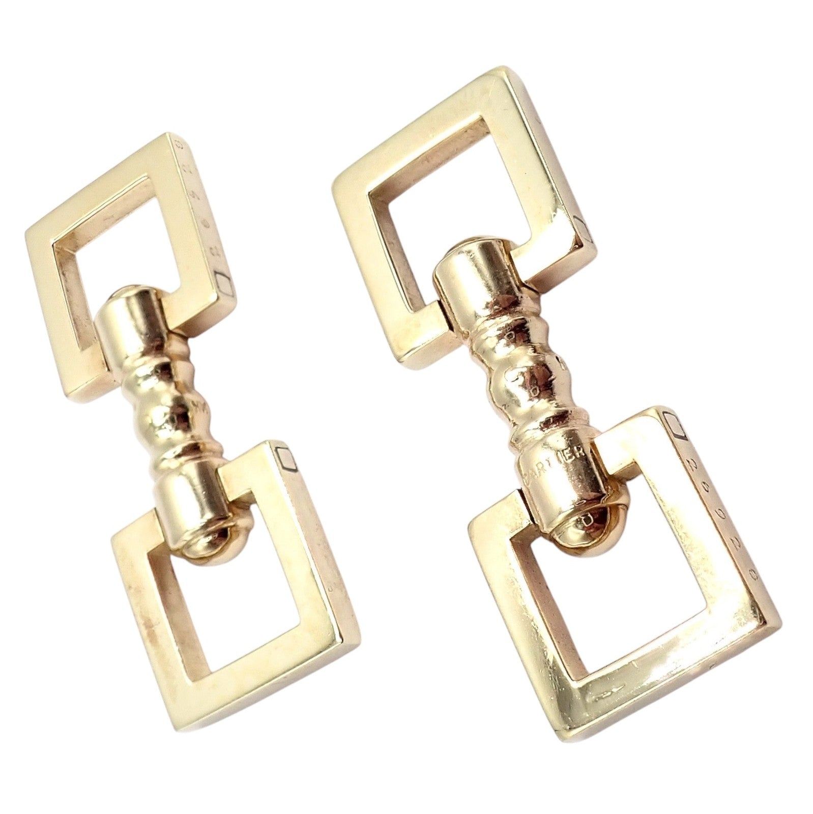 Rare! Vintage Cartier 14k Yellow Gold Square Spring Clasp Cufflinks 1960's | Fortrove