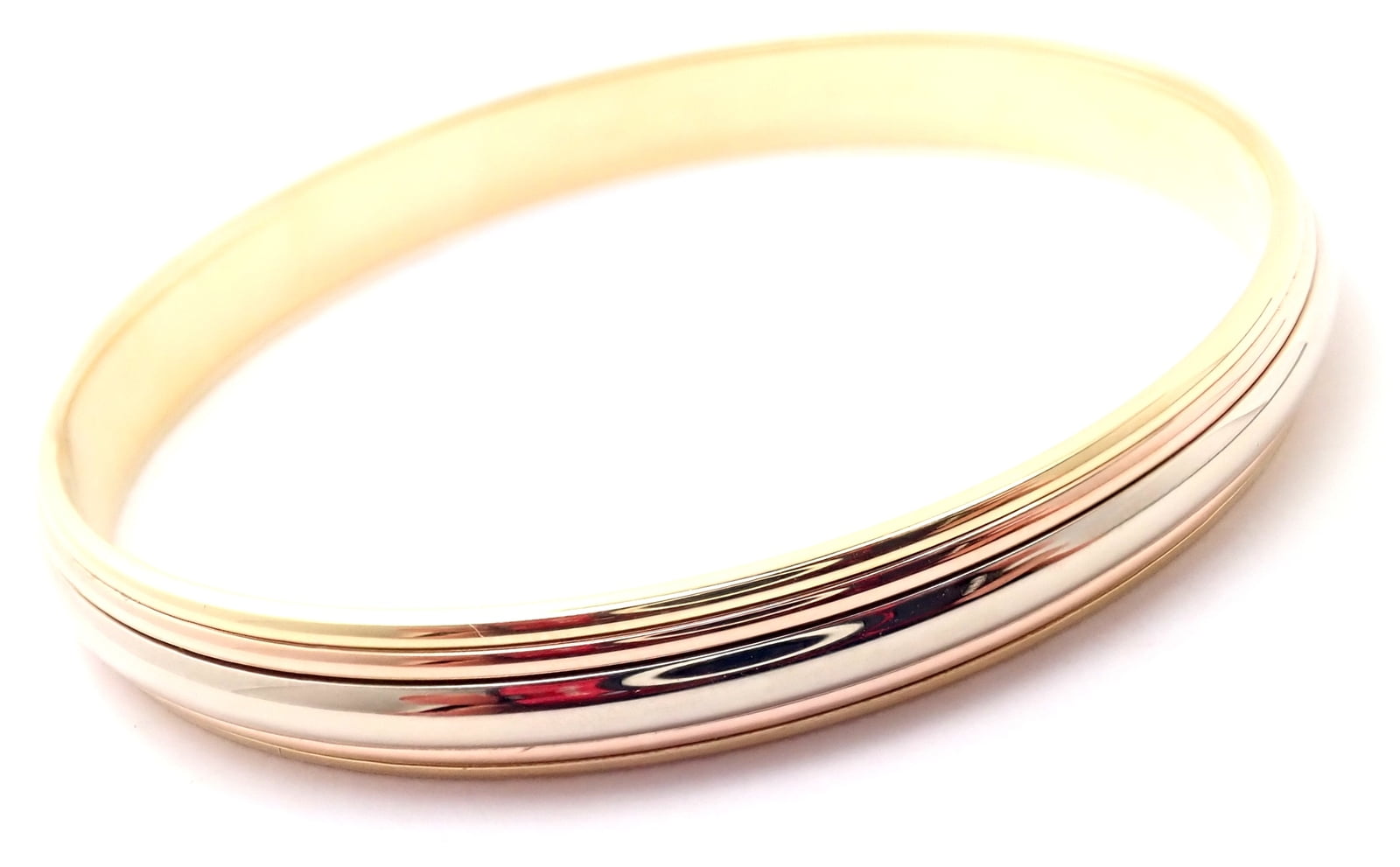 Cartier Jewelry & Watches:Fine Jewelry:Bracelets & Charms Rare! Cartier 18k Tricolor Gold Slip-On Bangle Bracelet 1990