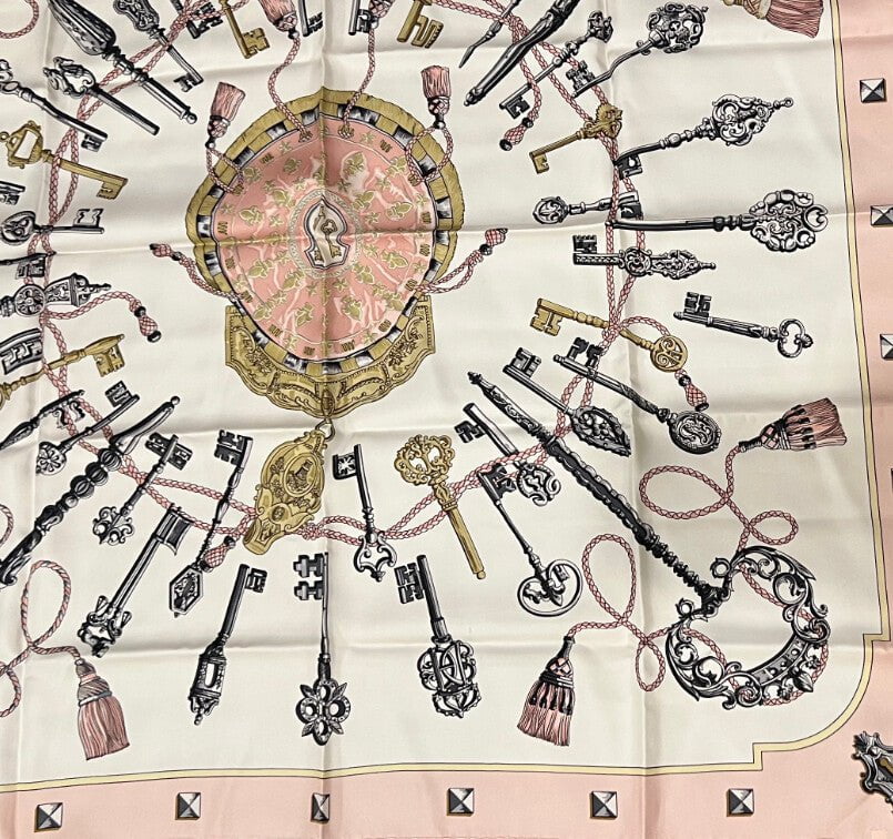 Authentic RARE! Hermes Les Cles Key Vintage 90cm Silk Scarf | Fortrove