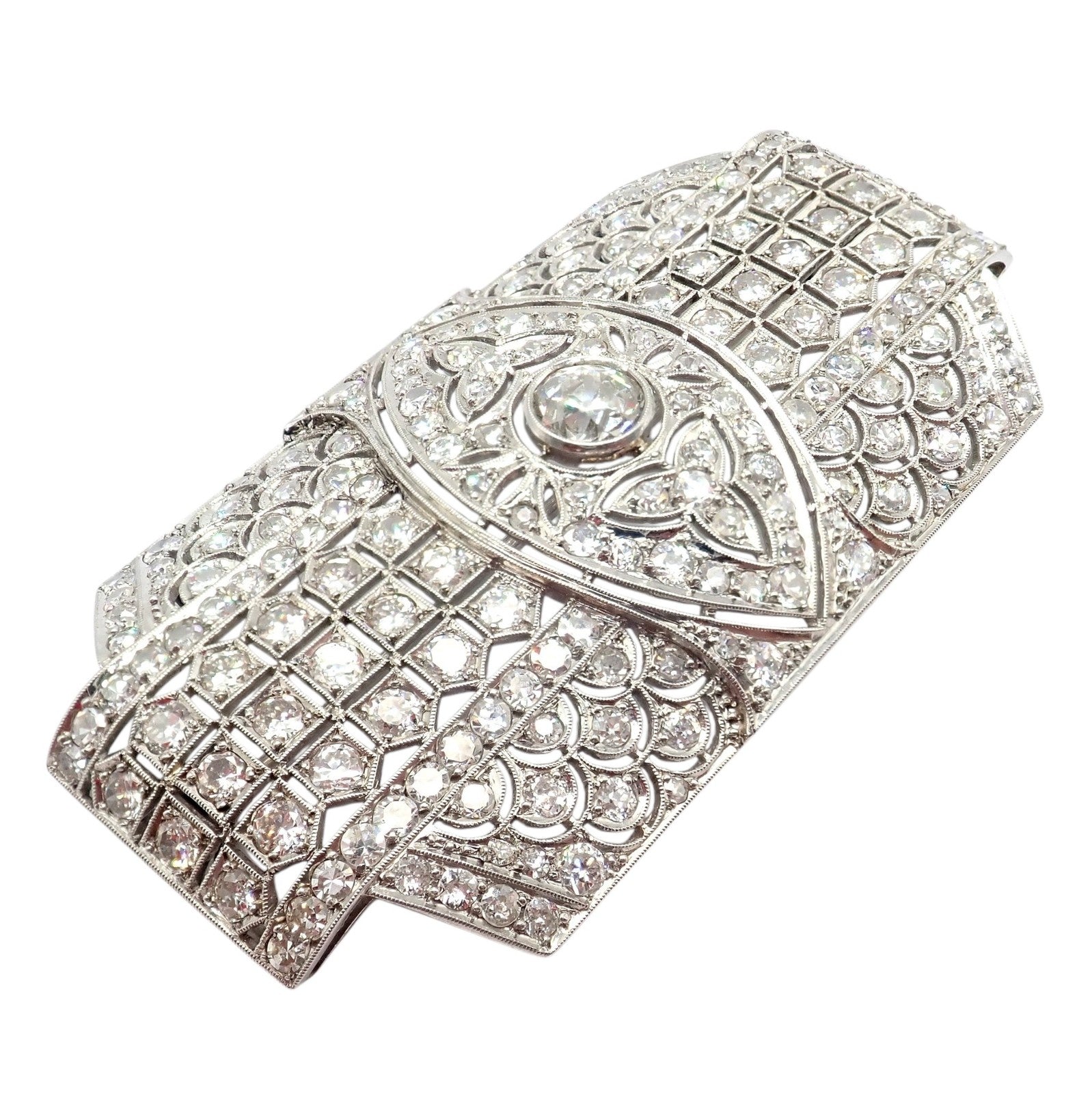 Estate Jewelry & Watches:Fine Jewelry:Brooches & Pins Vintage Estate Antique Art Deco Platinum 5.80ctw Diamond Pin Brooch