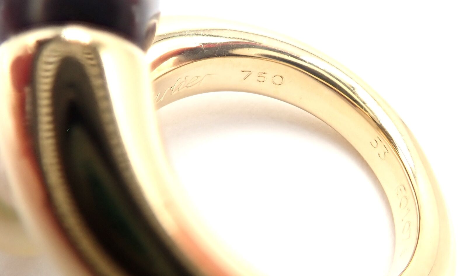 Authentic! Cartier Toi Et Moi 18k Yellow Gold White Black Pearl Bypass Band Ring | Fortrove