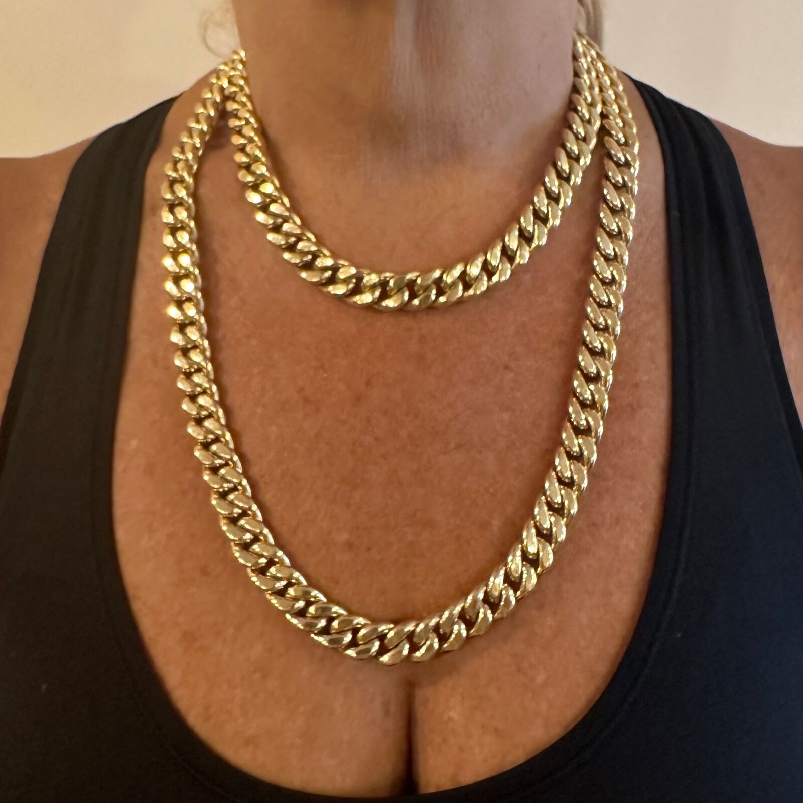 Rare! Authentic Bvlgari Bulgari 18k Yellow Gold Set Two Curb Link Long Necklace | Fortrove