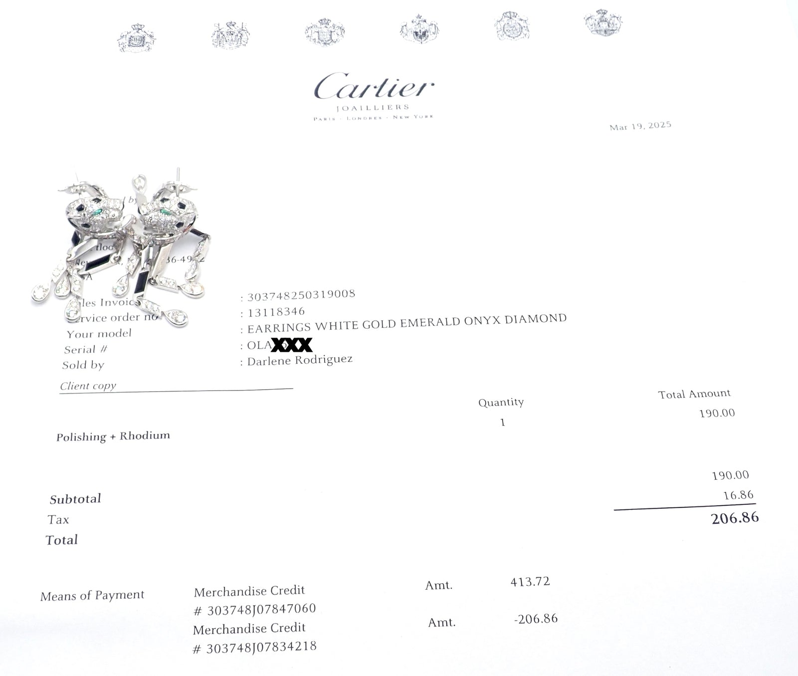 Authentic! Cartier Panthere Panther 18k White Gold Diamond Black Onyx Earrings | Fortrove