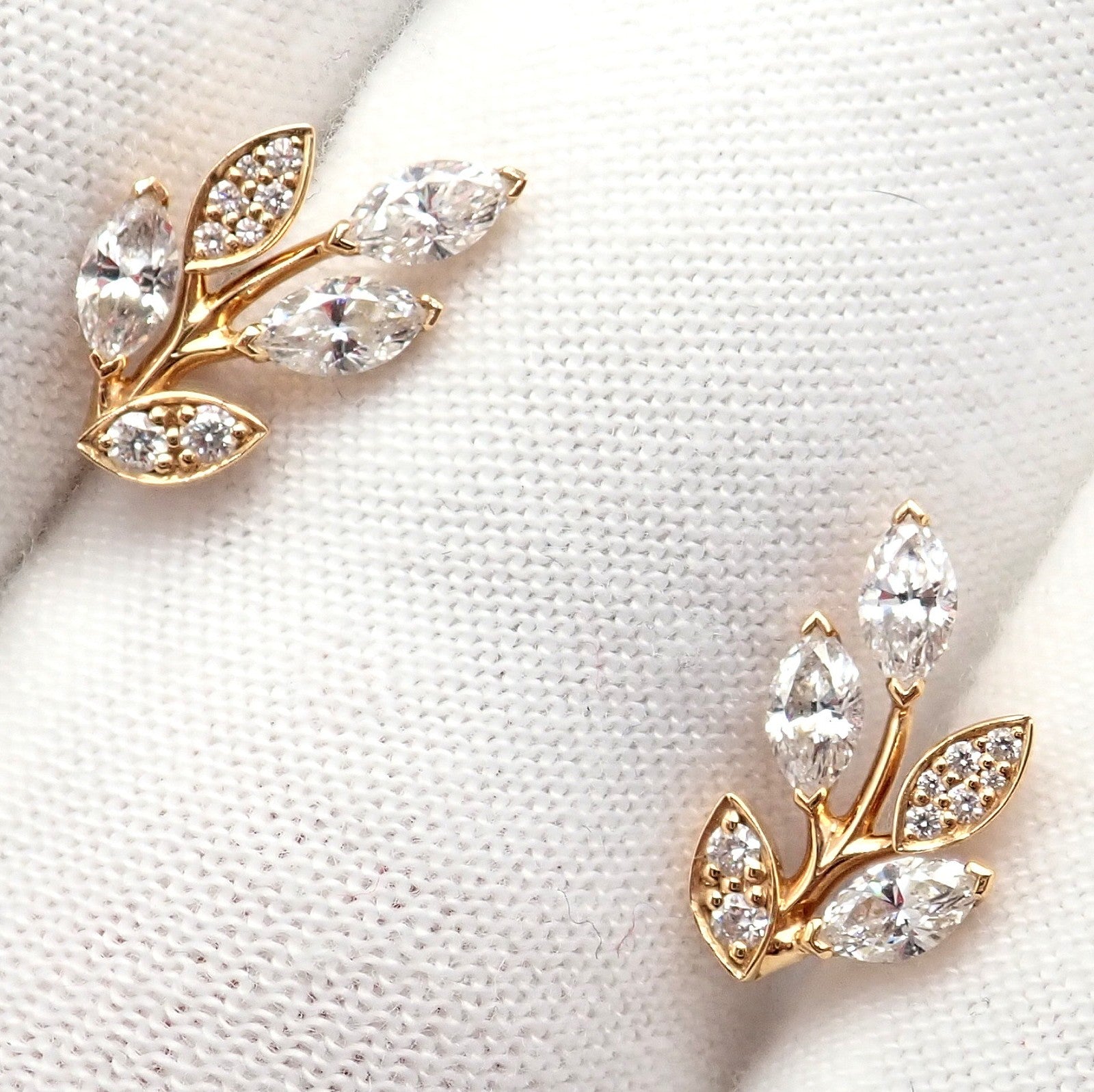 Rare! Authentic Tiffany & Co 18k Rose Gold Diamond Victoria Vine Earrings | Fortrove