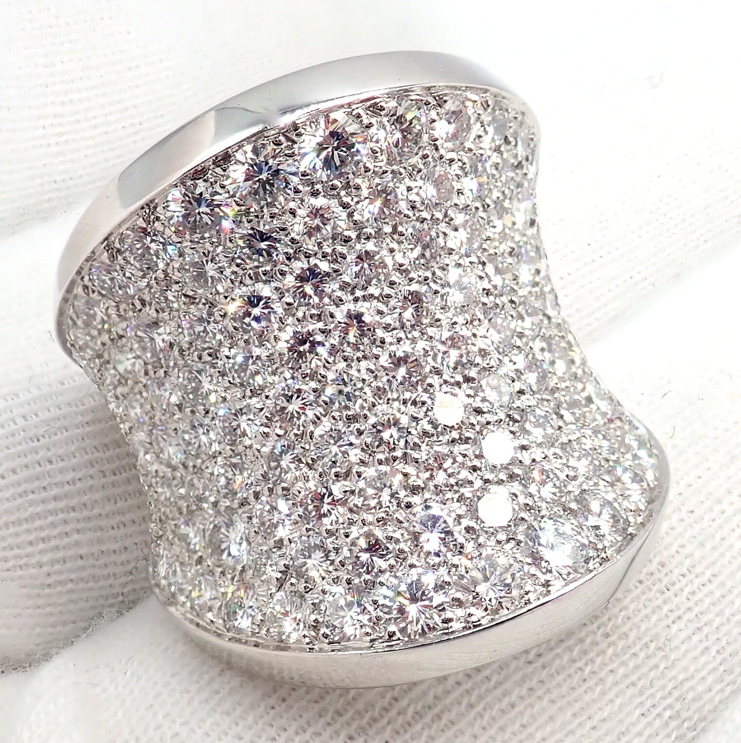 Cartier Jewelry & Watches:Fine Jewelry:Rings Authentic! Cartier Chalice 18k White Gold Diamond Large Ring Paper