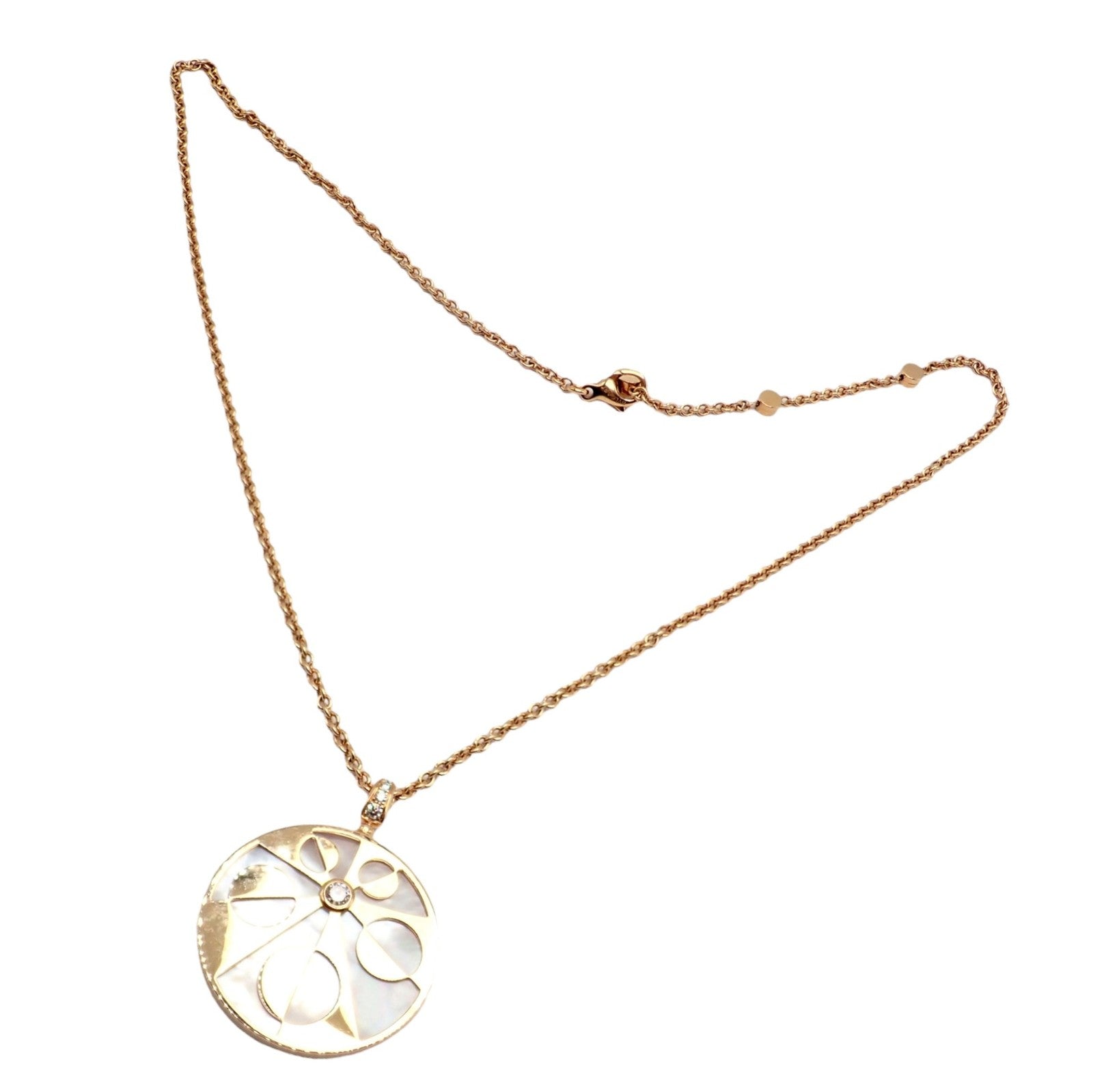 Rare! Bvlgari Bulgari Intarsio 18k Rose Gold Diamond Mother of Pearl Necklace | Fortrove