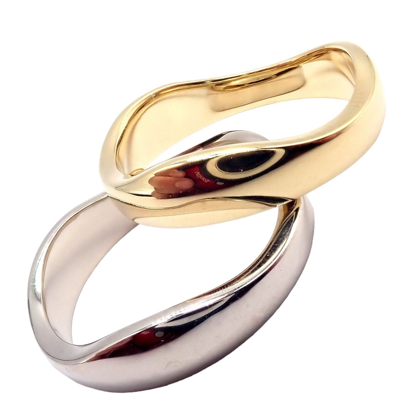 Authentic! Cartier 18k Yellow + White Gold Two Stacking Puzzle Band Ring Size 50 | Fortrove