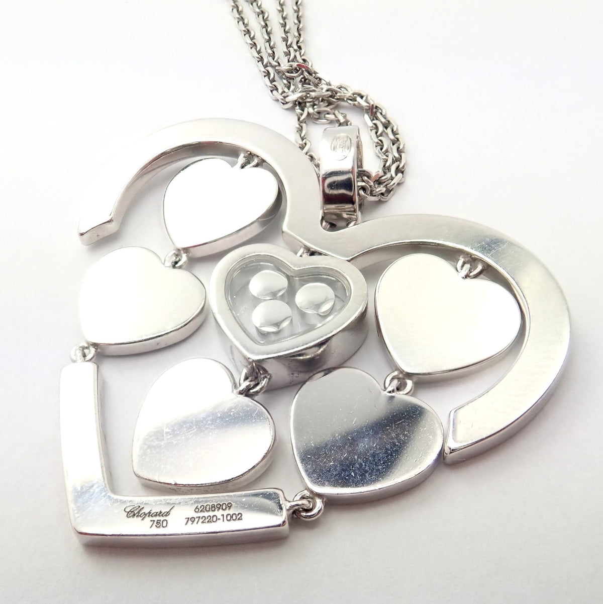 Chopard Jewelry & Watches:Fine Jewelry:Necklaces & Pendants Authentic! Chopard 18k White Gold Large Double Happy Hearts Diamond Necklace