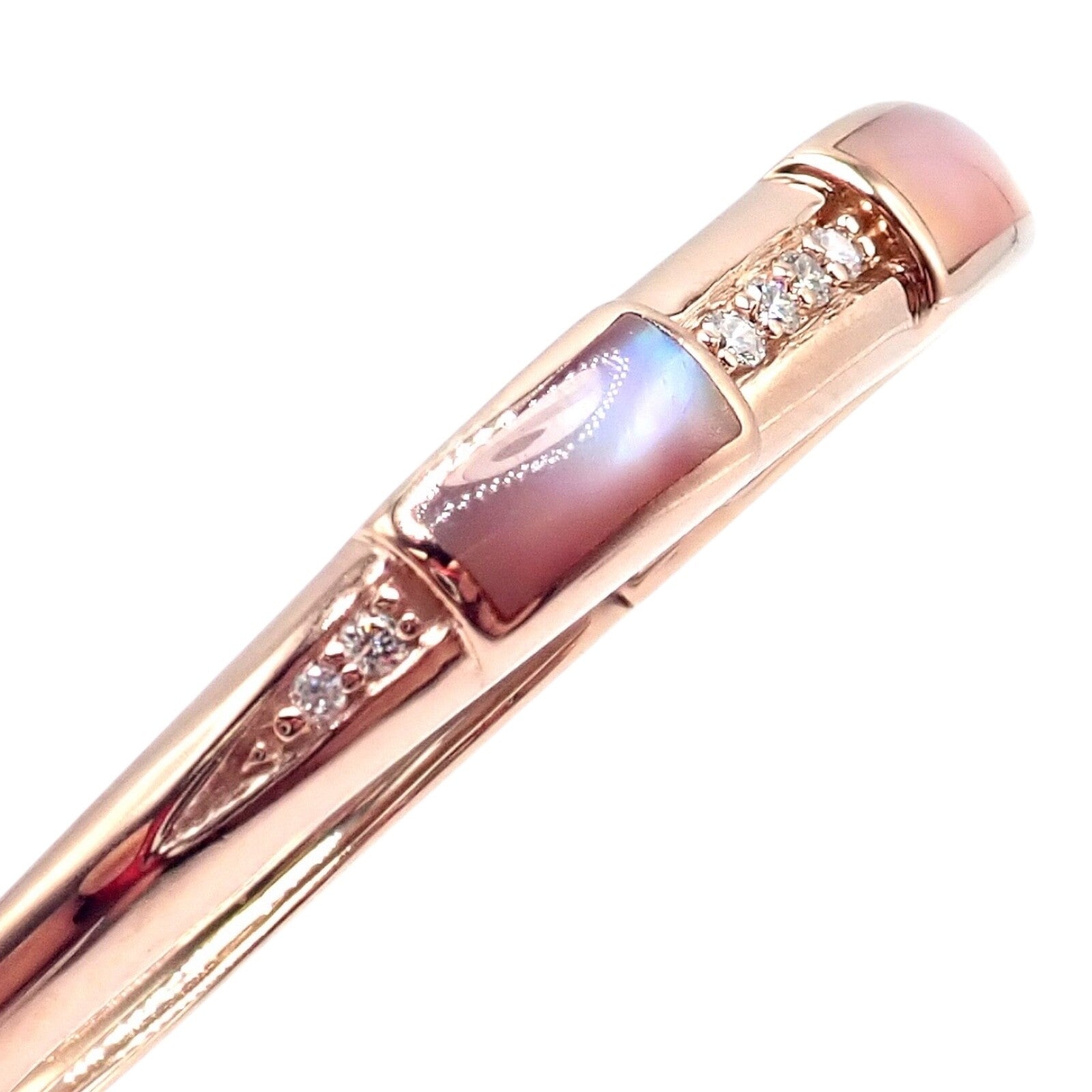 Authentic! Kabana 14k Rose Gold Diamond Mother of Pearl Bangle Bracelet | Fortrove